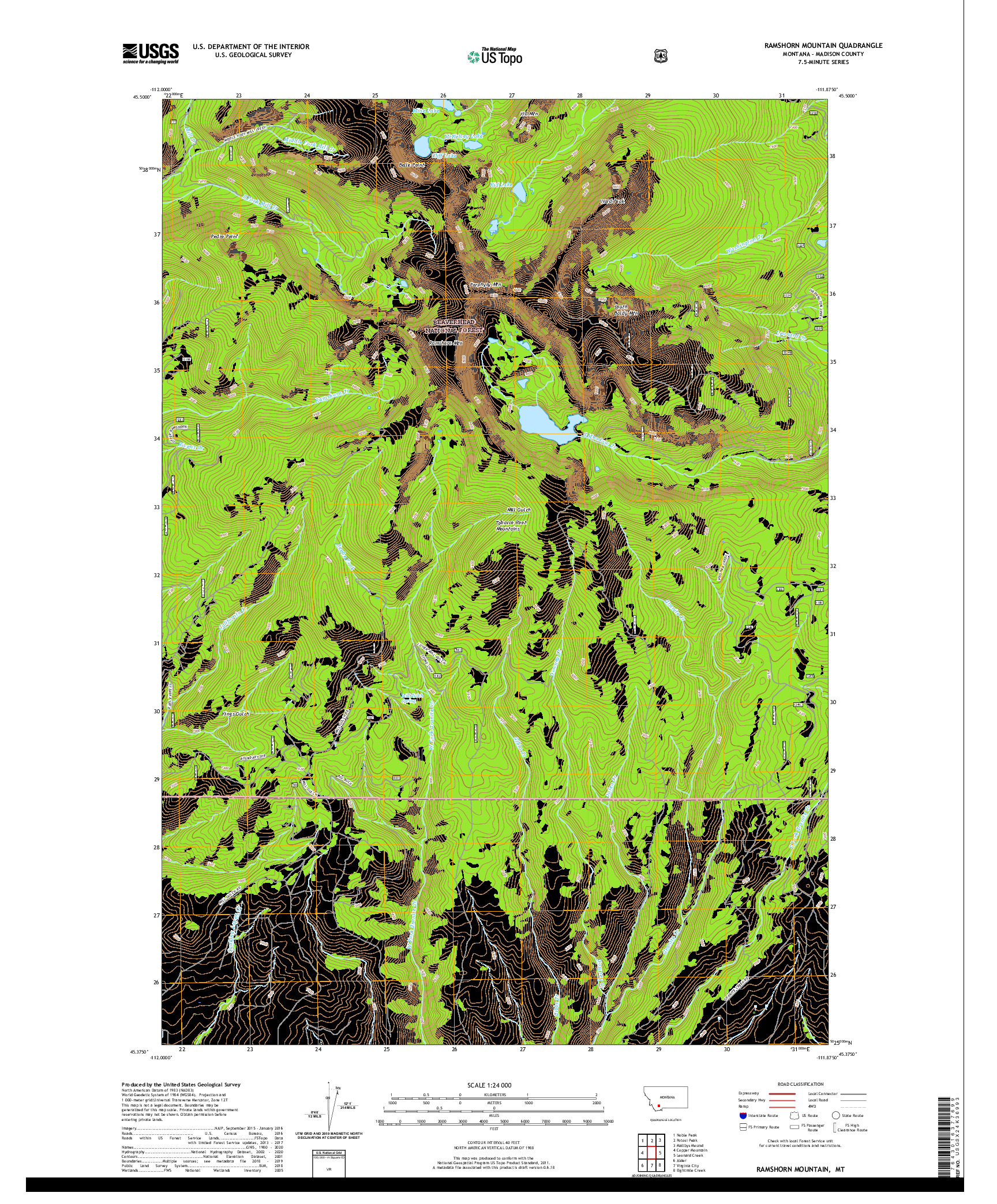 USGS US TOPO 7.5-MINUTE MAP FOR RAMSHORN MOUNTAIN, MT 2020