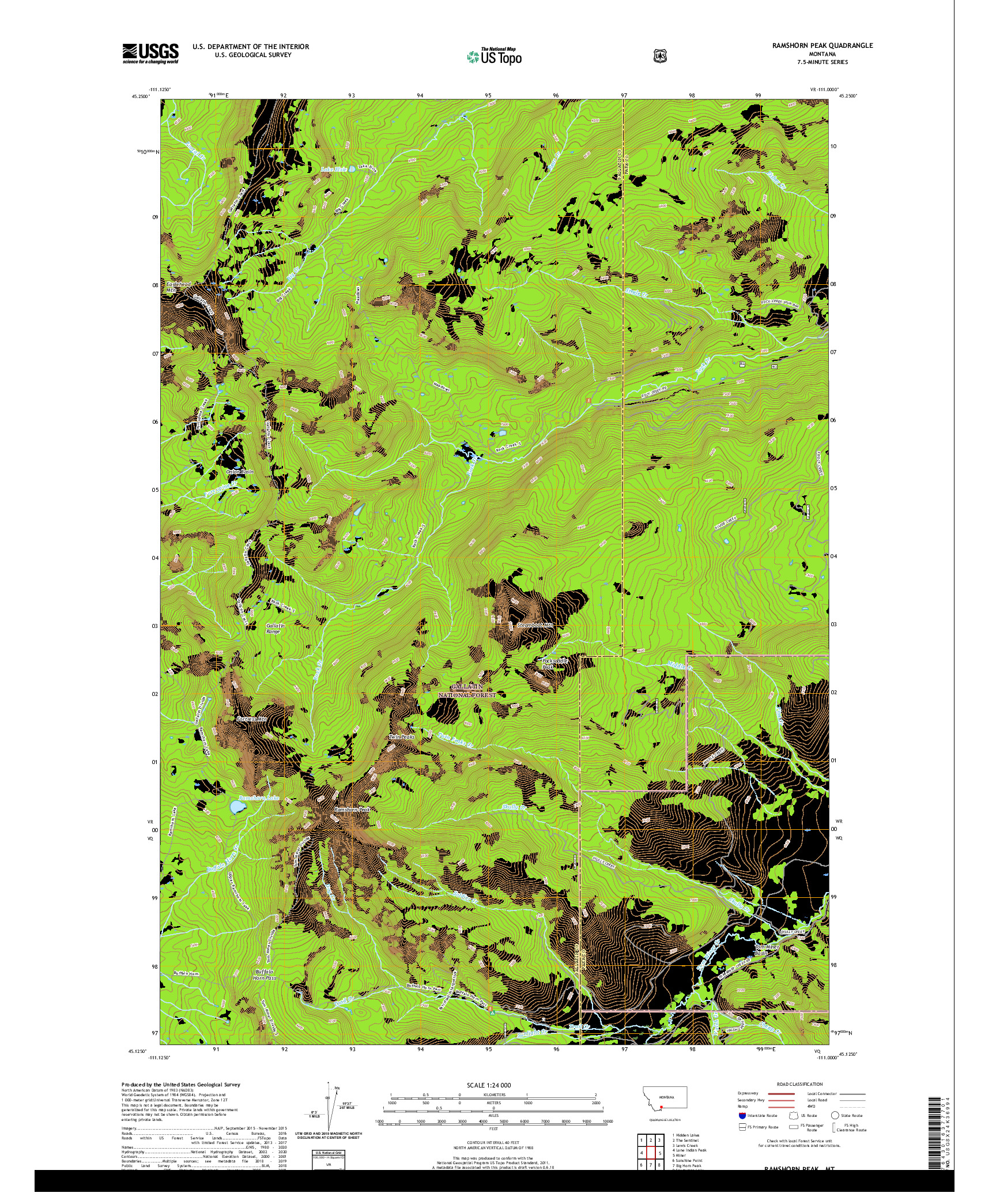 USGS US TOPO 7.5-MINUTE MAP FOR RAMSHORN PEAK, MT 2020