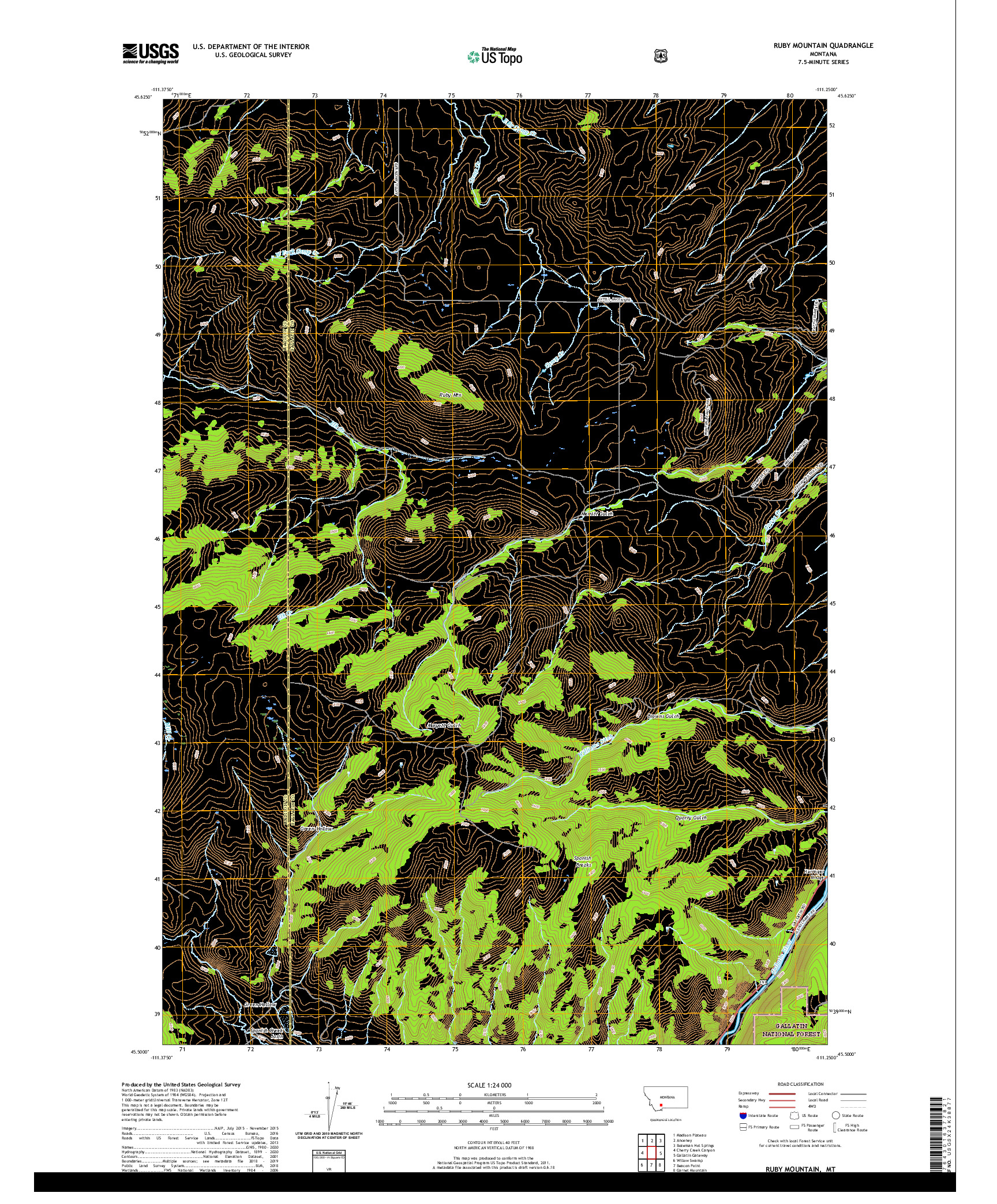 USGS US TOPO 7.5-MINUTE MAP FOR RUBY MOUNTAIN, MT 2020