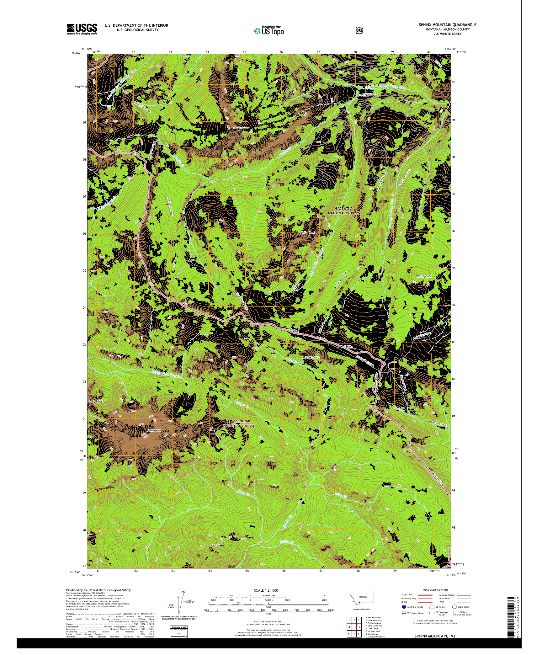 USGS US TOPO 7.5-MINUTE MAP FOR SPHINX MOUNTAIN, MT 2020