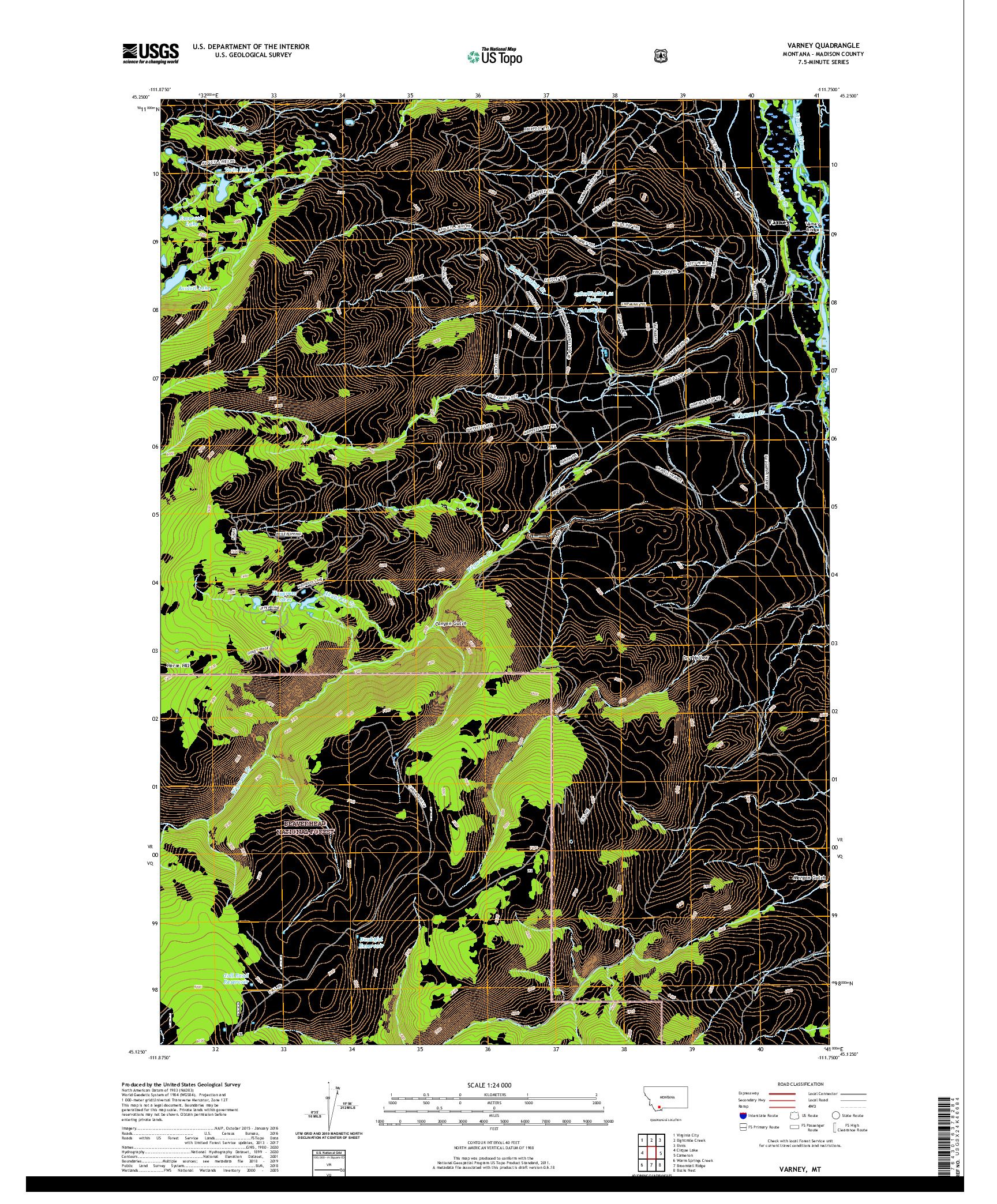 USGS US TOPO 7.5-MINUTE MAP FOR VARNEY, MT 2020