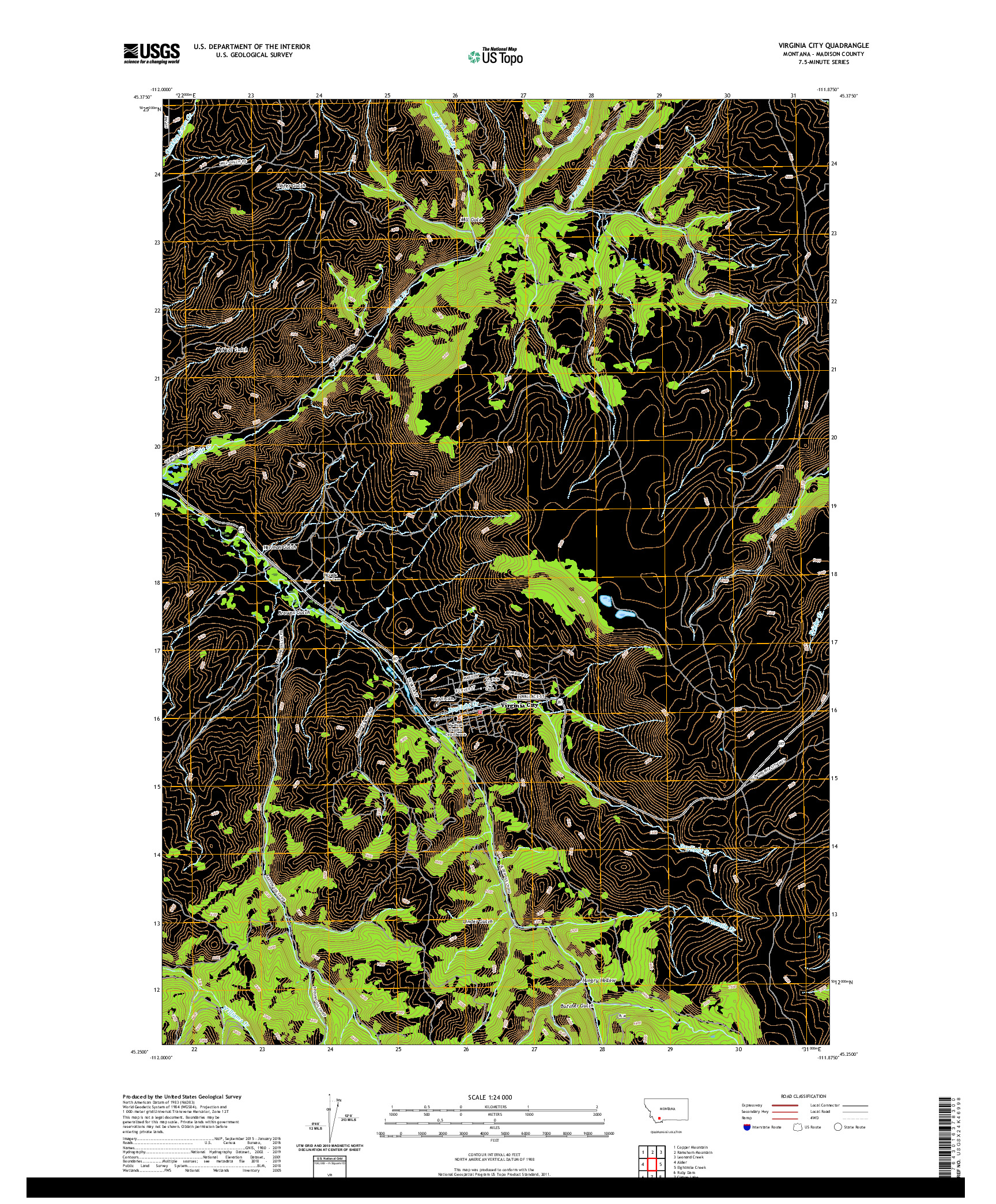 USGS US TOPO 7.5-MINUTE MAP FOR VIRGINIA CITY, MT 2020