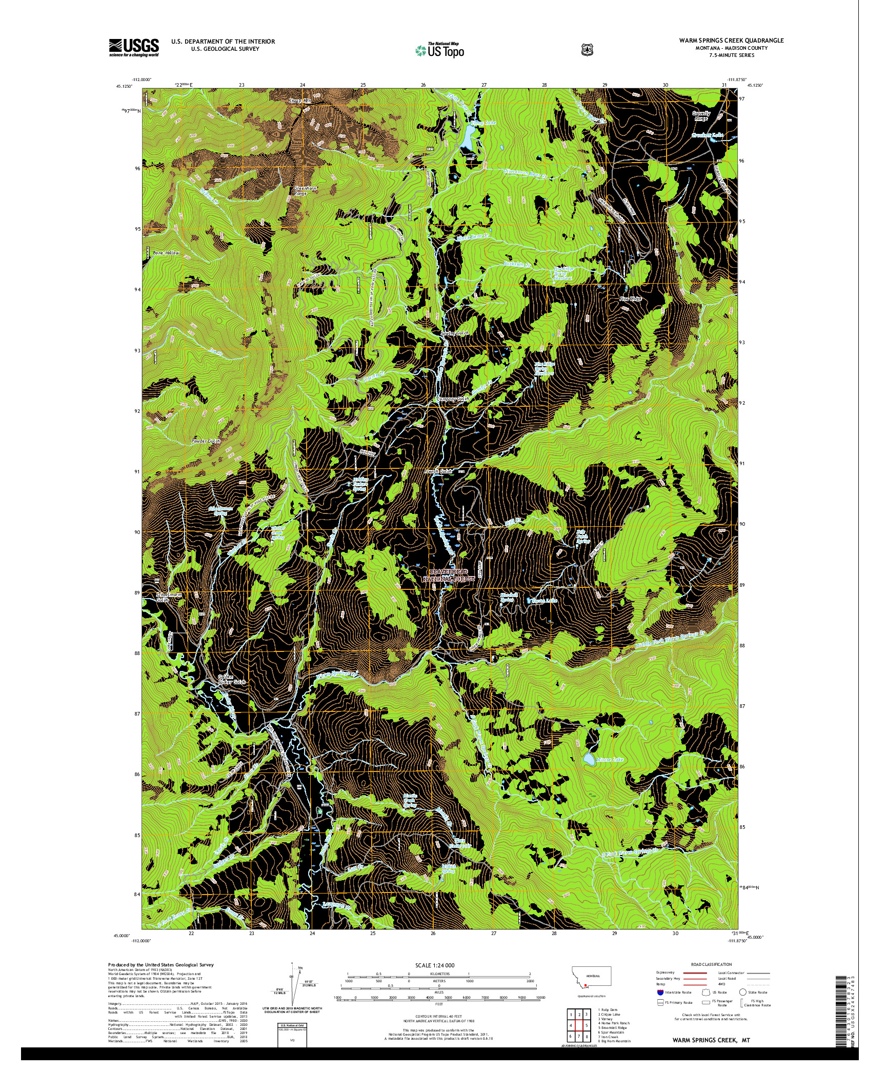 USGS US TOPO 7.5-MINUTE MAP FOR WARM SPRINGS CREEK, MT 2020