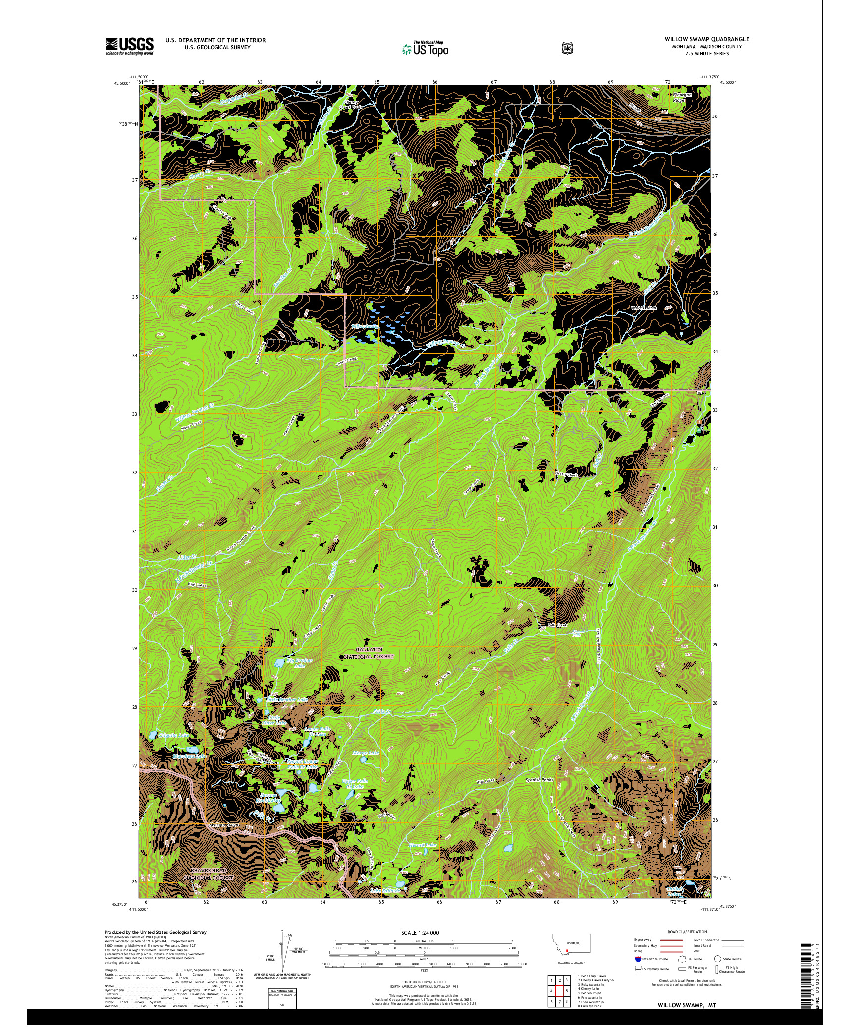 USGS US TOPO 7.5-MINUTE MAP FOR WILLOW SWAMP, MT 2020