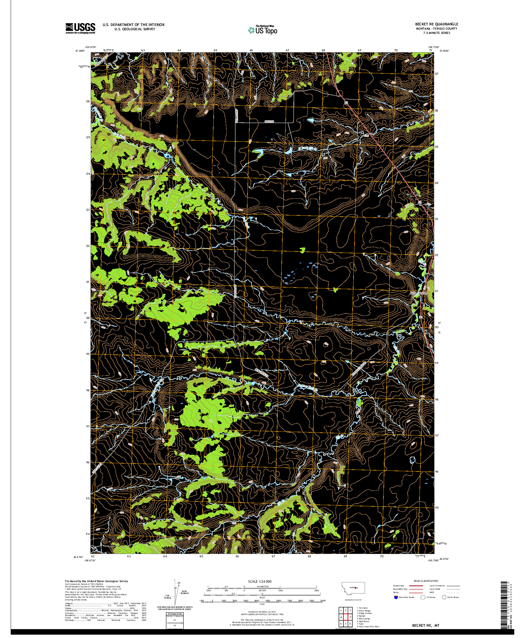 USGS US TOPO 7.5-MINUTE MAP FOR BECKET NE, MT 2020