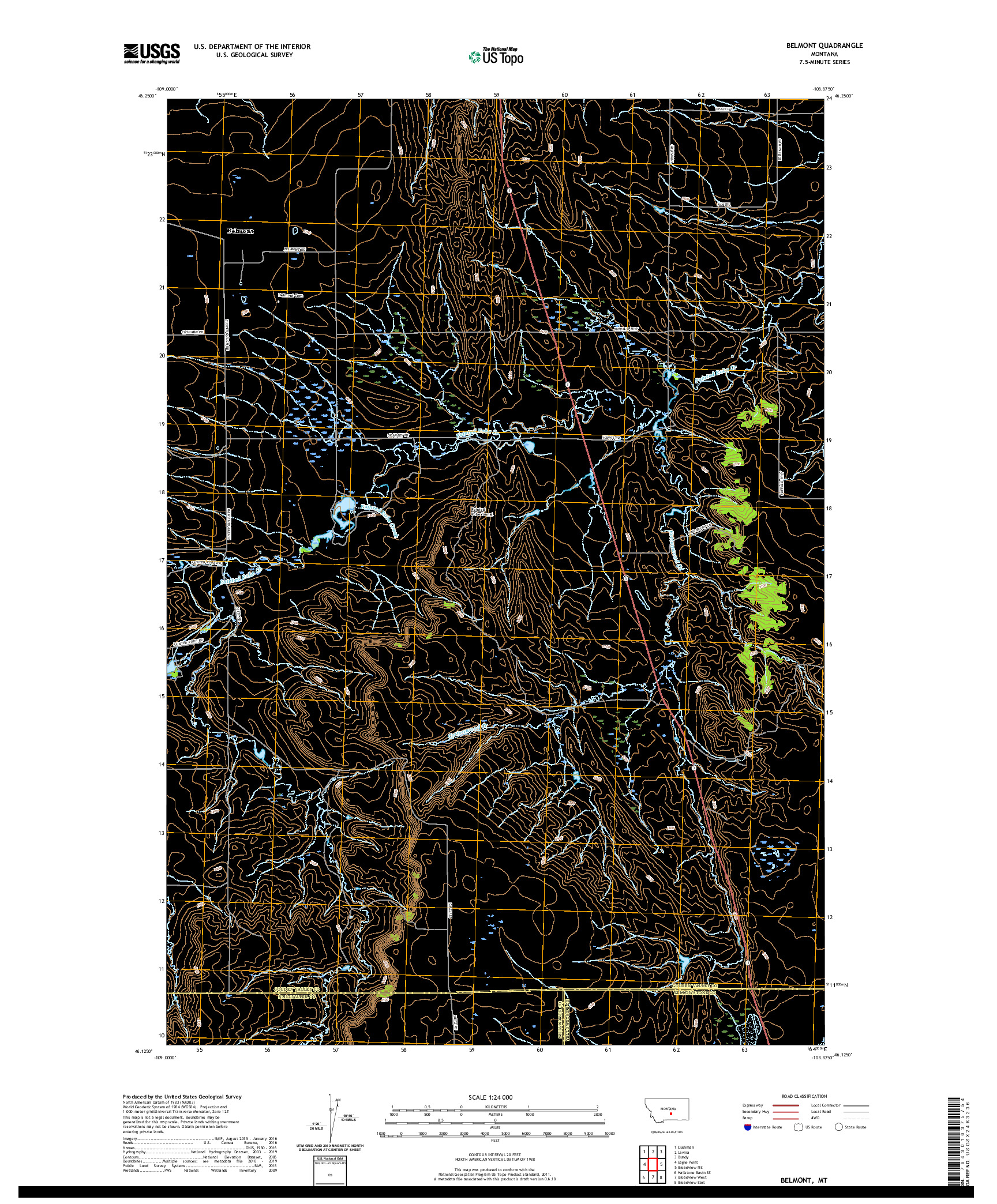 USGS US TOPO 7.5-MINUTE MAP FOR BELMONT, MT 2020