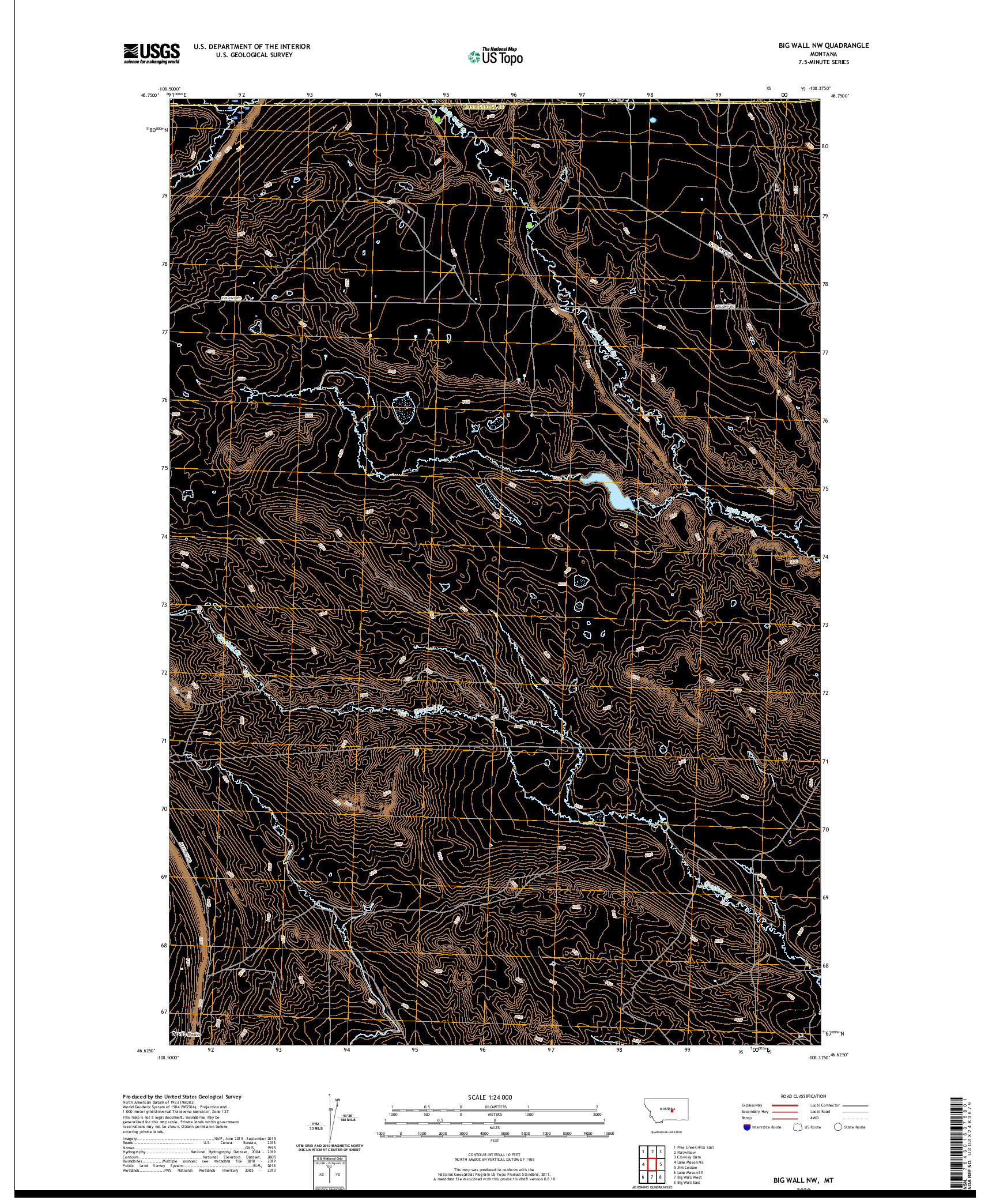 USGS US TOPO 7.5-MINUTE MAP FOR BIG WALL NW, MT 2020