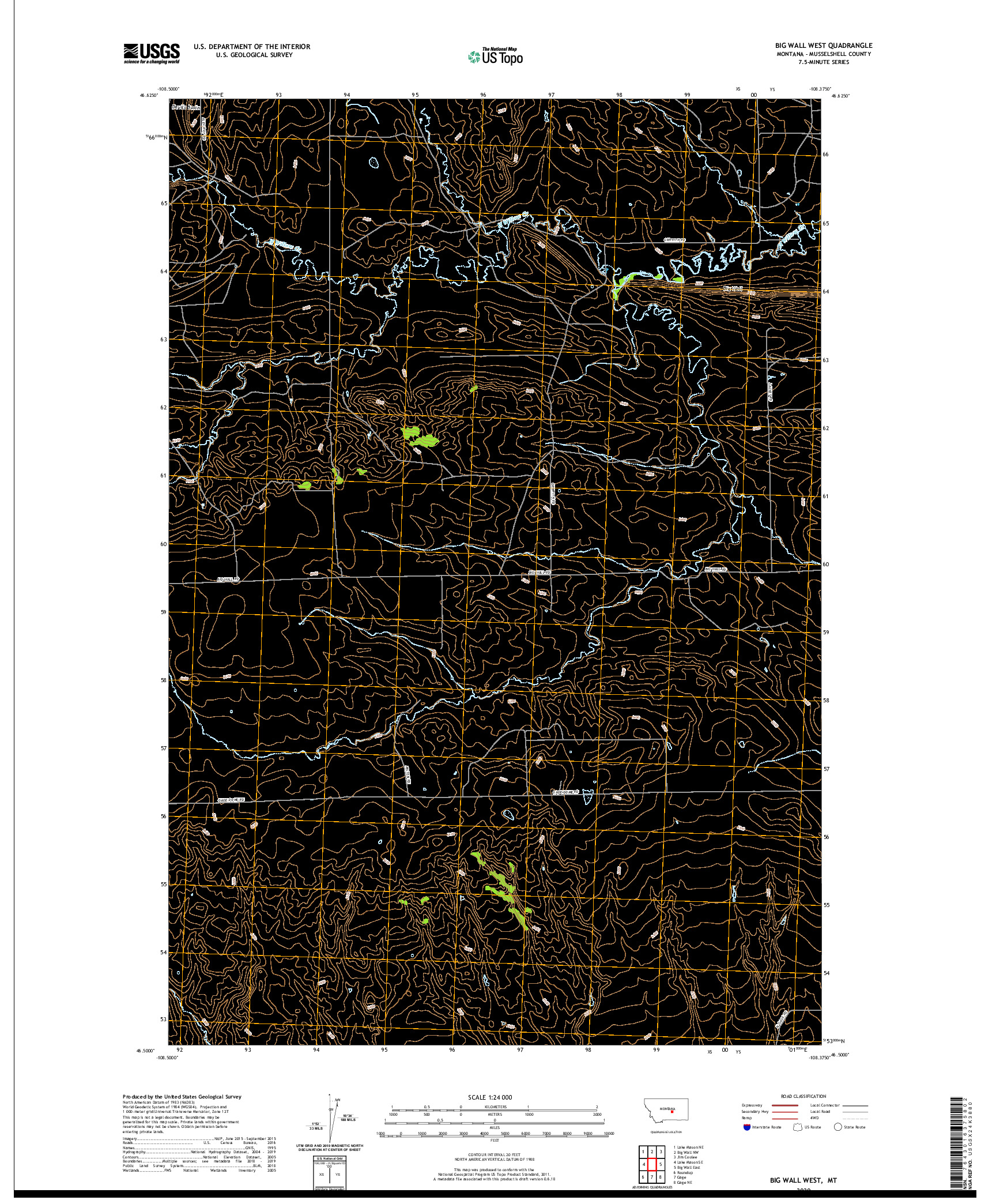 USGS US TOPO 7.5-MINUTE MAP FOR BIG WALL WEST, MT 2020