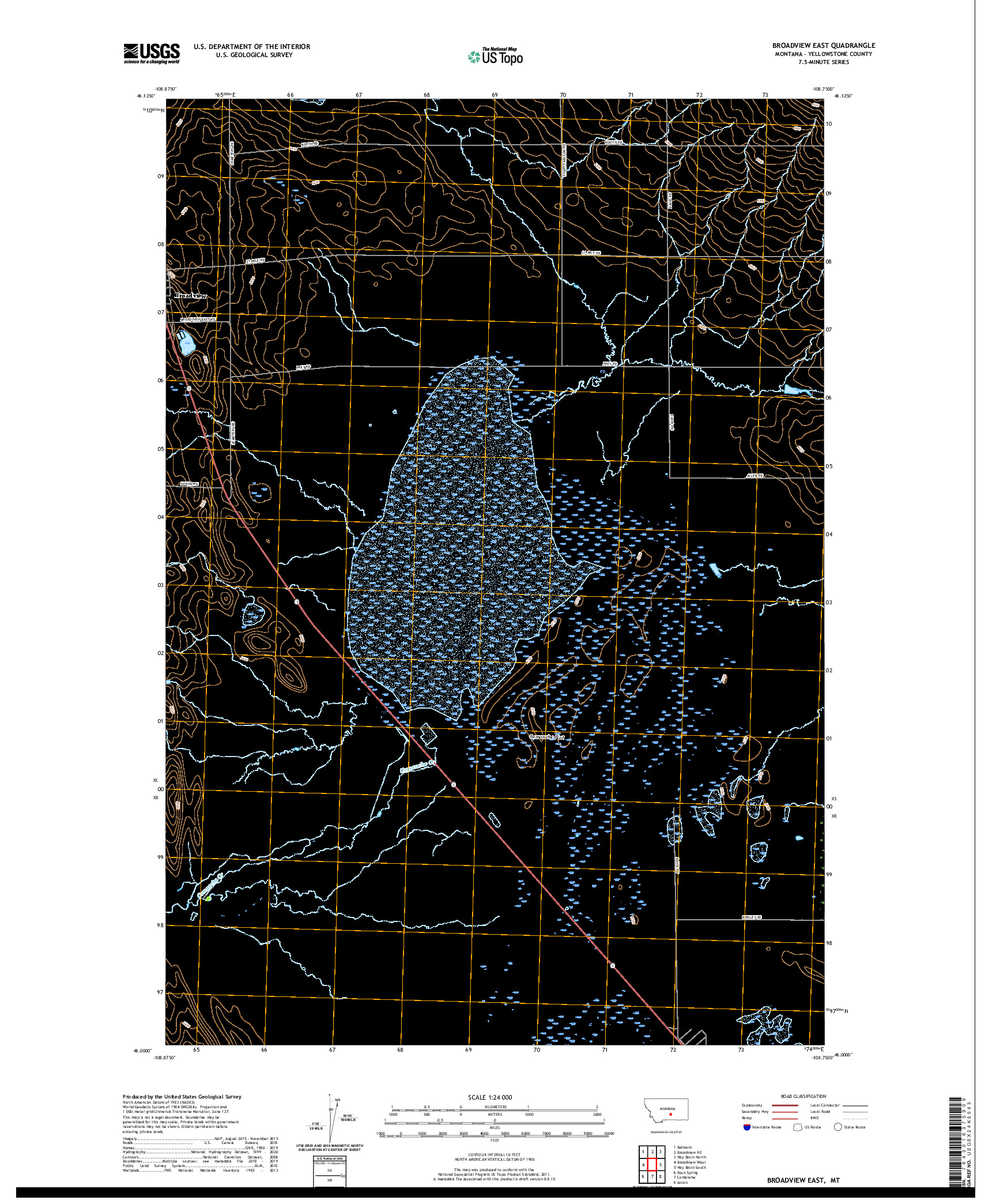 USGS US TOPO 7.5-MINUTE MAP FOR BROADVIEW EAST, MT 2020