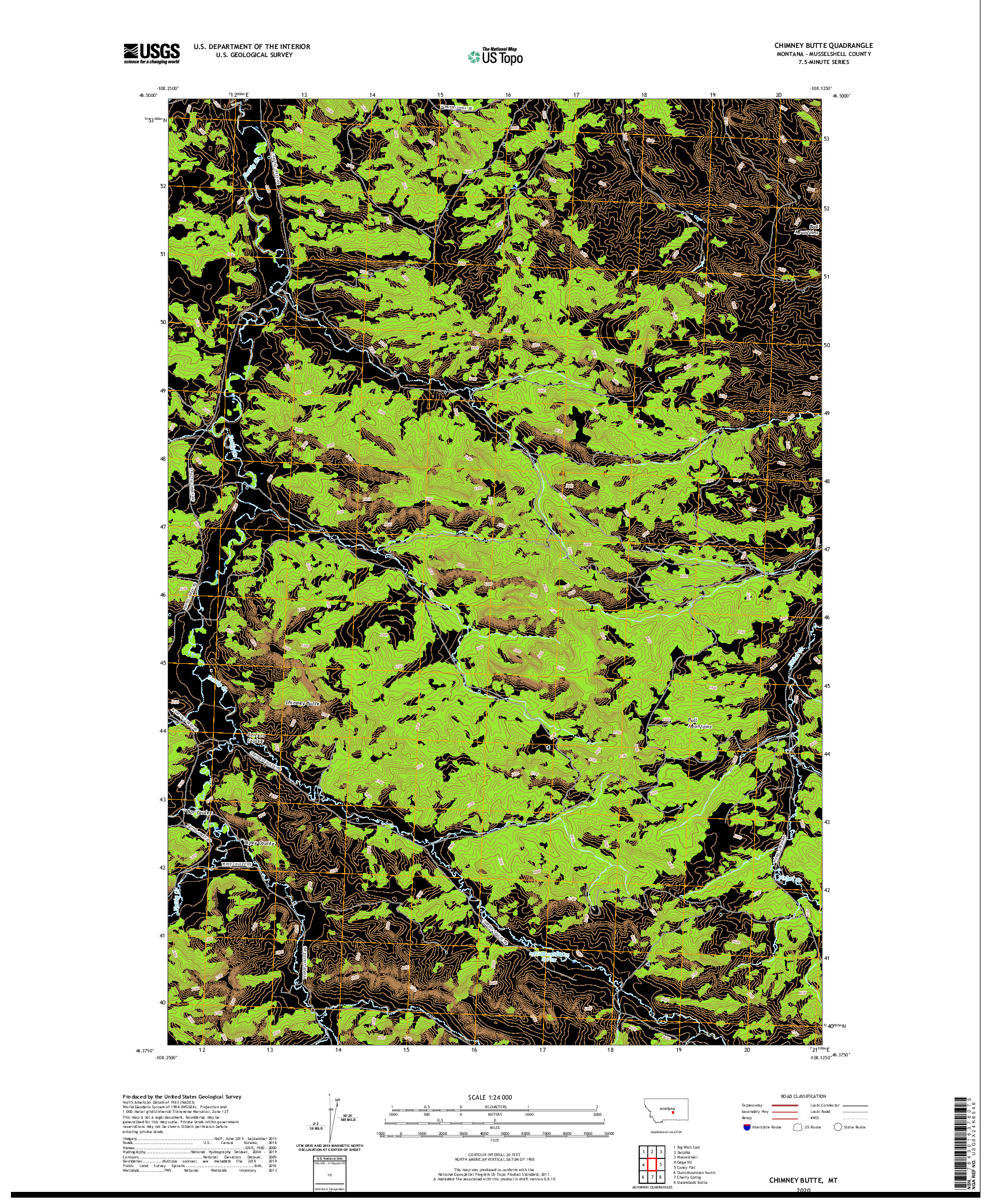 USGS US TOPO 7.5-MINUTE MAP FOR CHIMNEY BUTTE, MT 2020