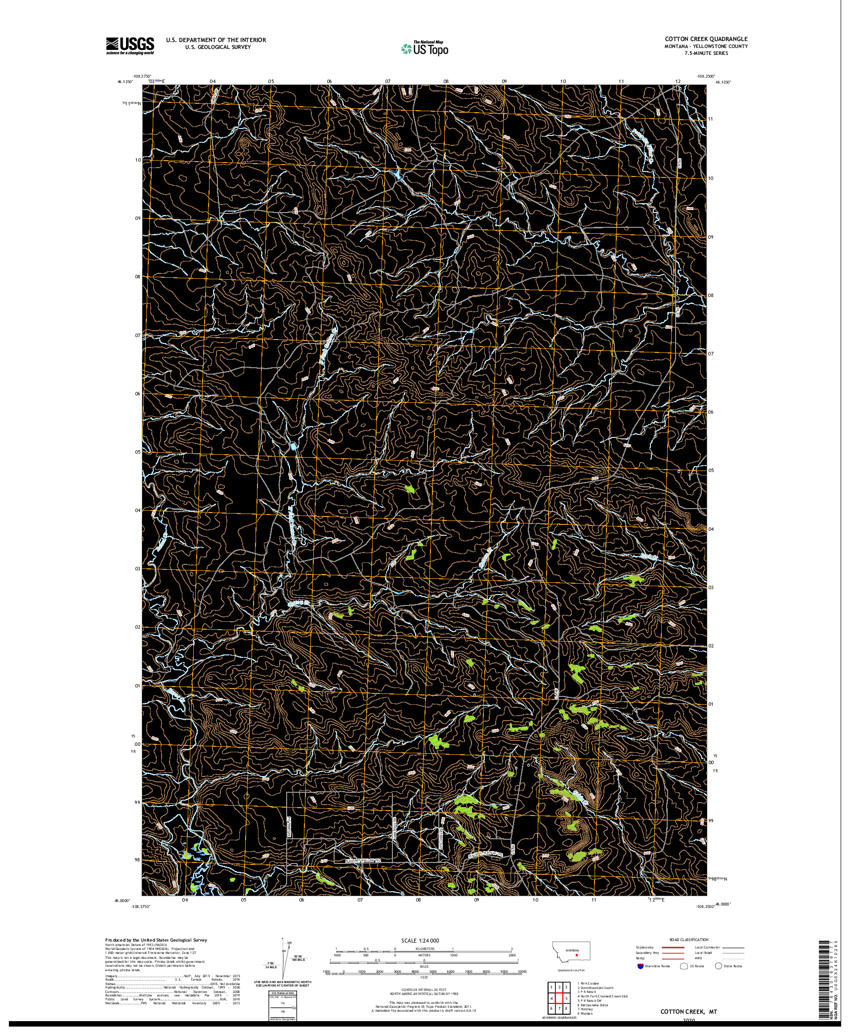 USGS US TOPO 7.5-MINUTE MAP FOR COTTON CREEK, MT 2020