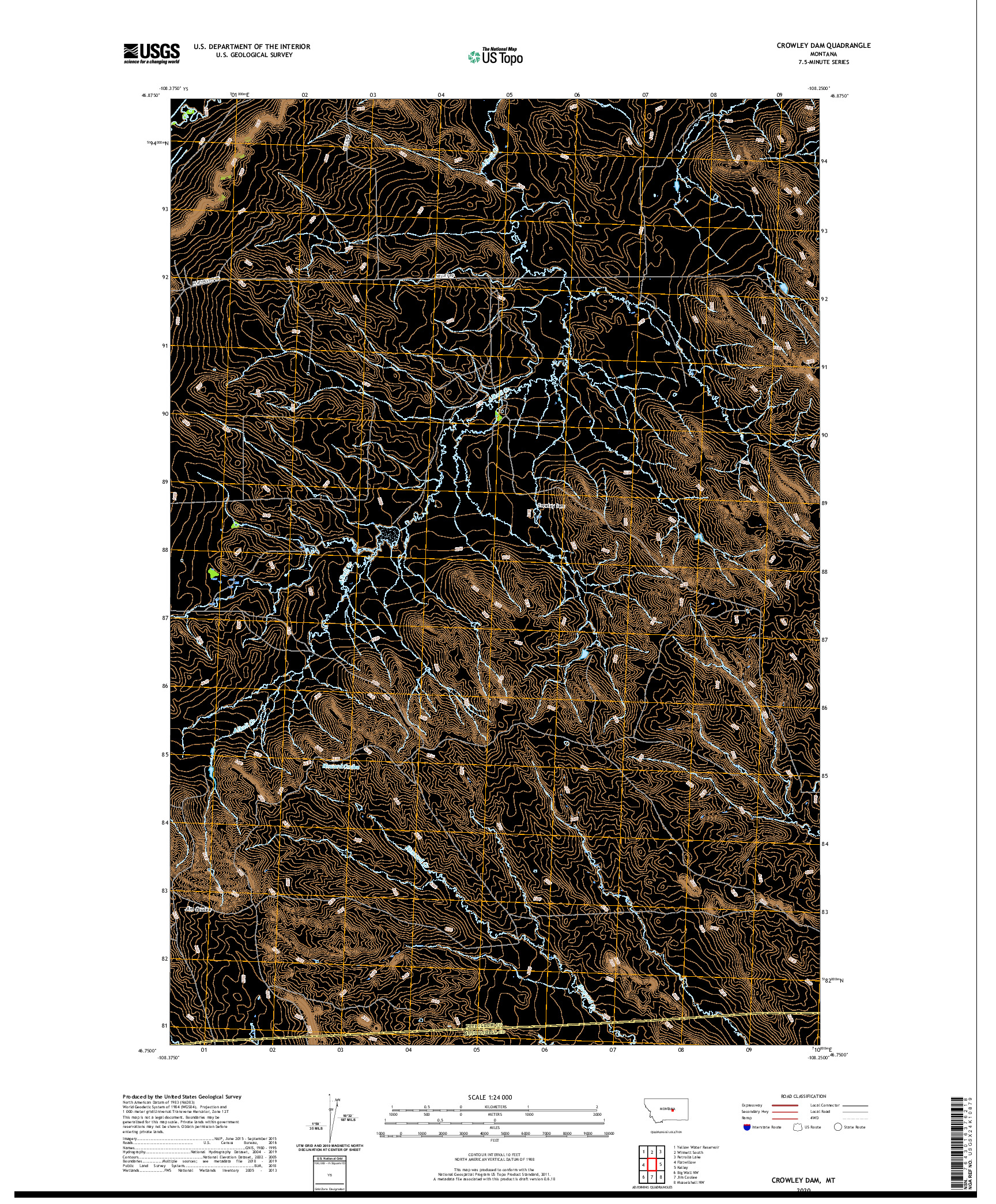 USGS US TOPO 7.5-MINUTE MAP FOR CROWLEY DAM, MT 2020