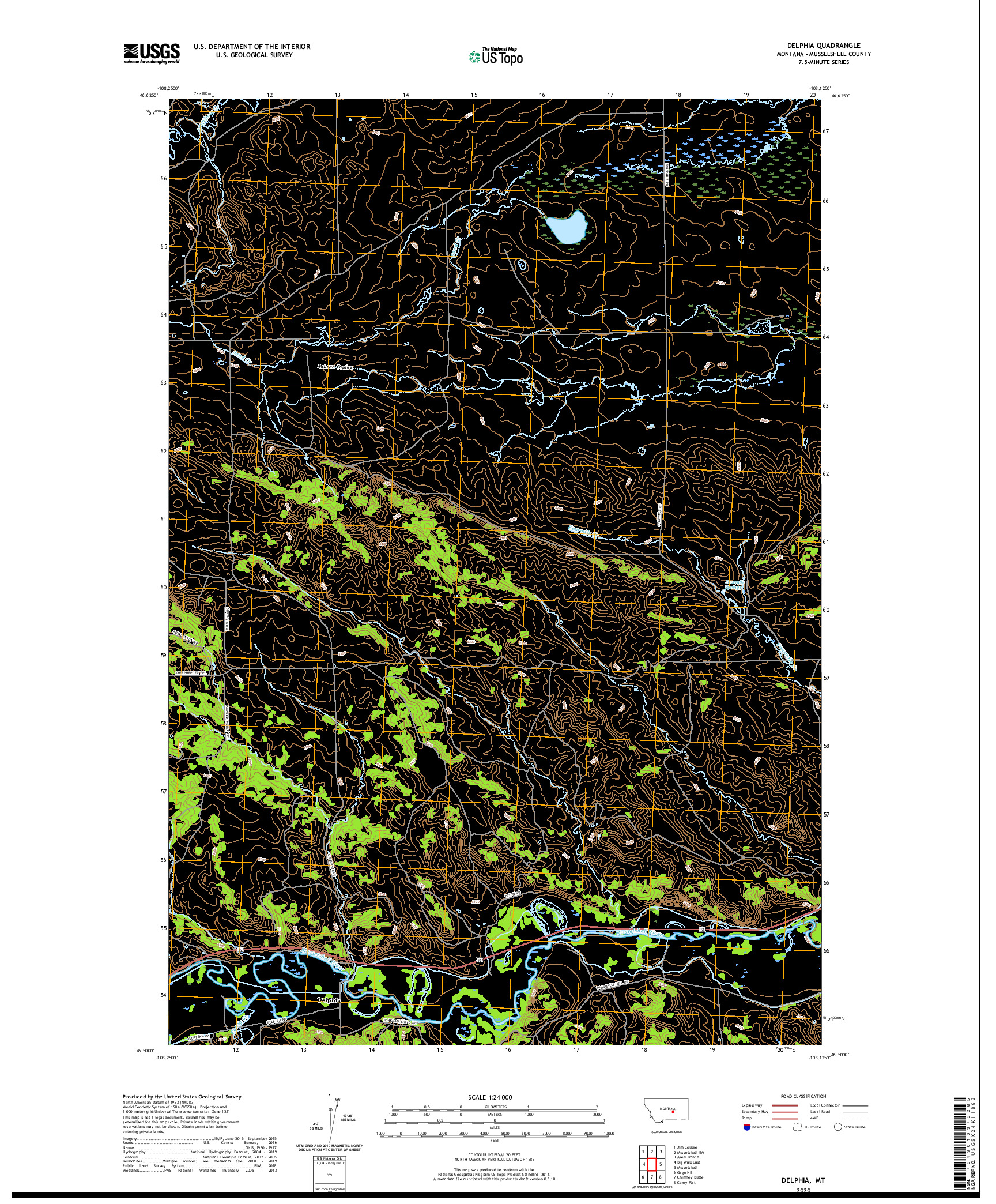 USGS US TOPO 7.5-MINUTE MAP FOR DELPHIA, MT 2020