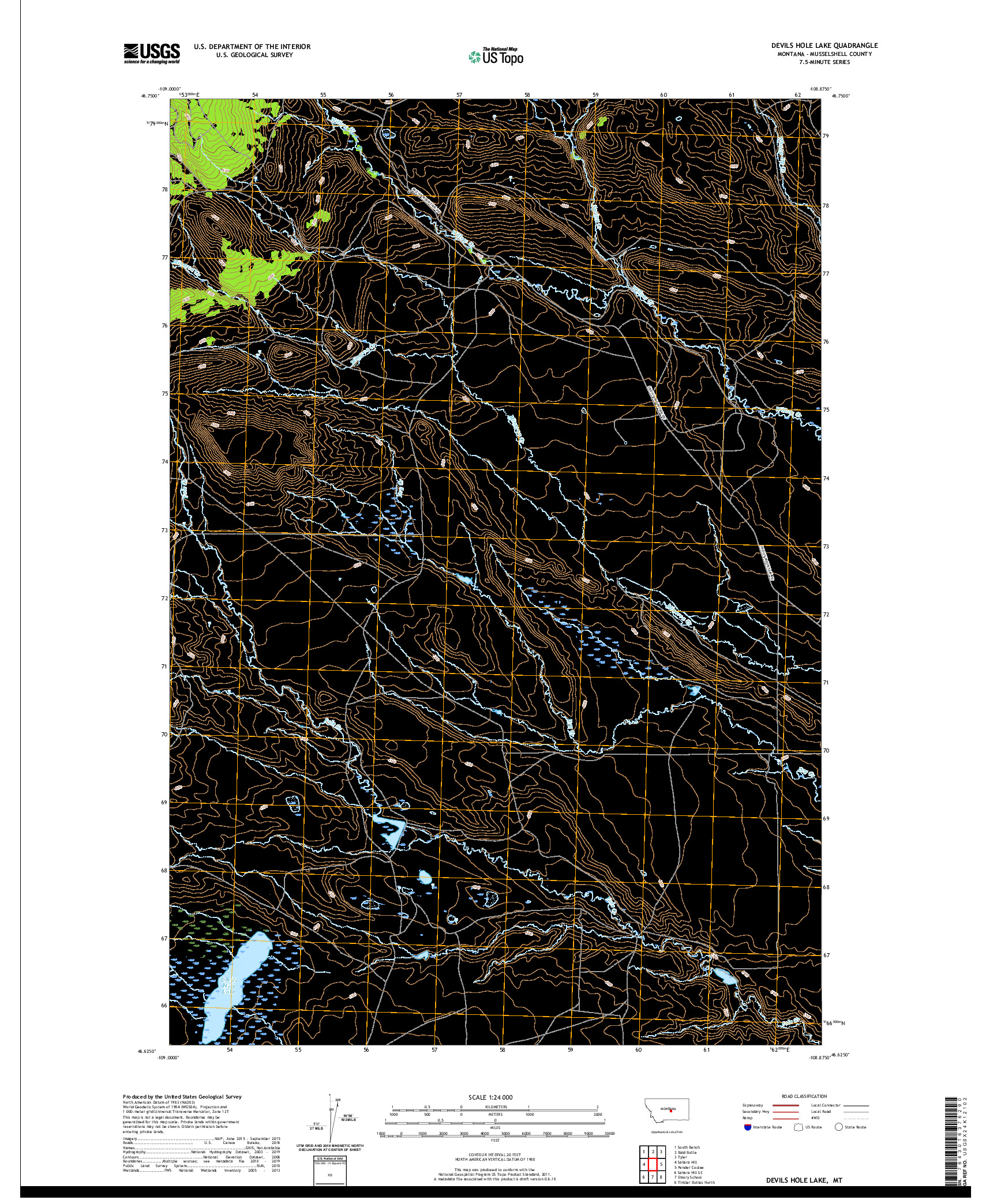 USGS US TOPO 7.5-MINUTE MAP FOR DEVILS HOLE LAKE, MT 2020