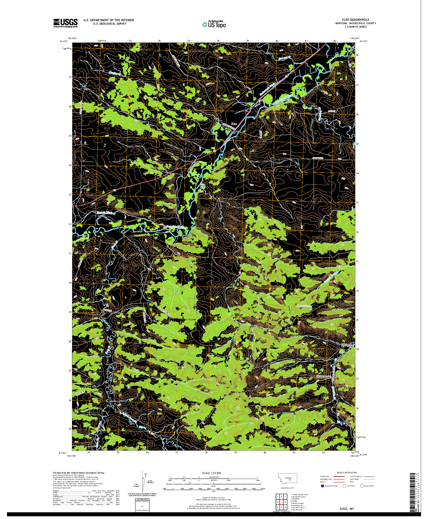 USGS US TOPO 7.5-MINUTE MAP FOR ELSO, MT 2020