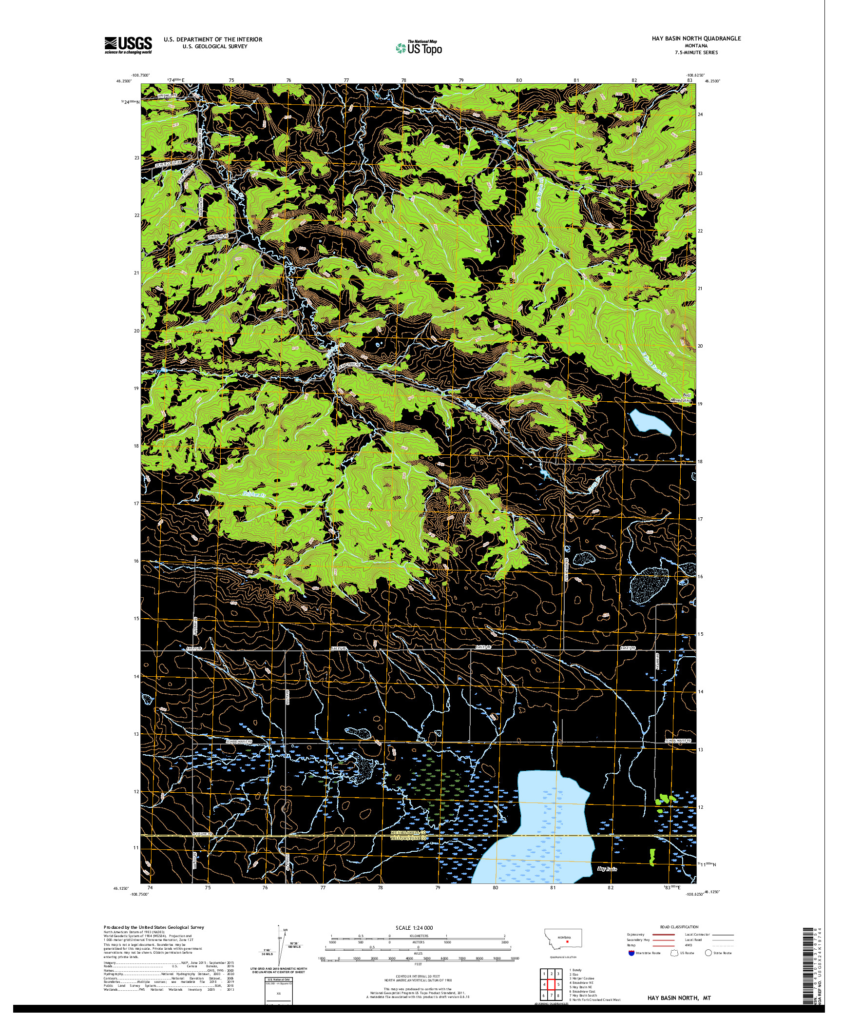 USGS US TOPO 7.5-MINUTE MAP FOR HAY BASIN NORTH, MT 2020