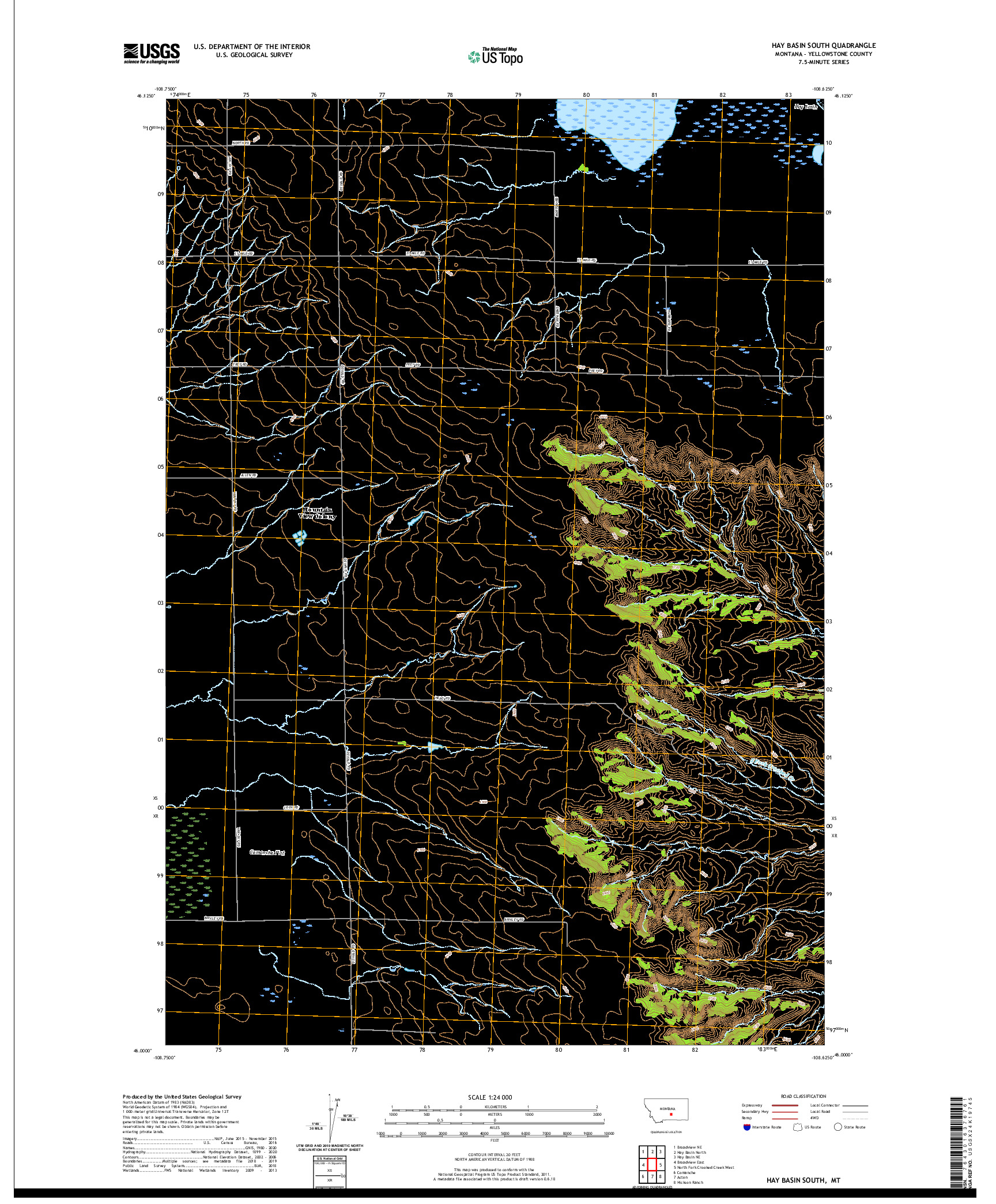 USGS US TOPO 7.5-MINUTE MAP FOR HAY BASIN SOUTH, MT 2020