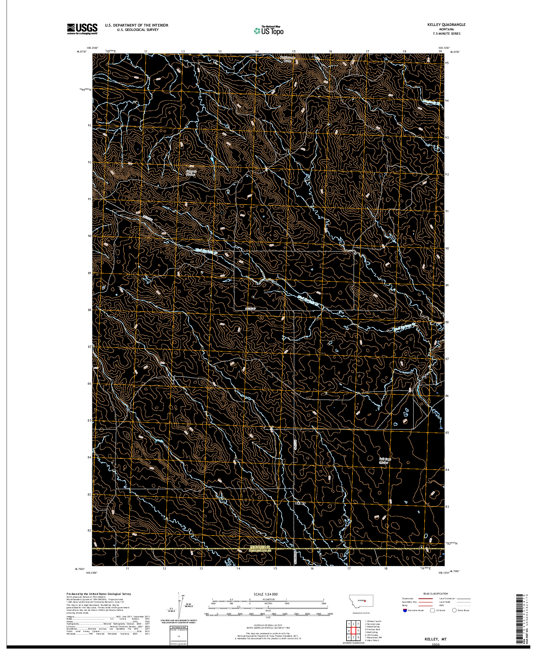 USGS US TOPO 7.5-MINUTE MAP FOR KELLEY, MT 2020