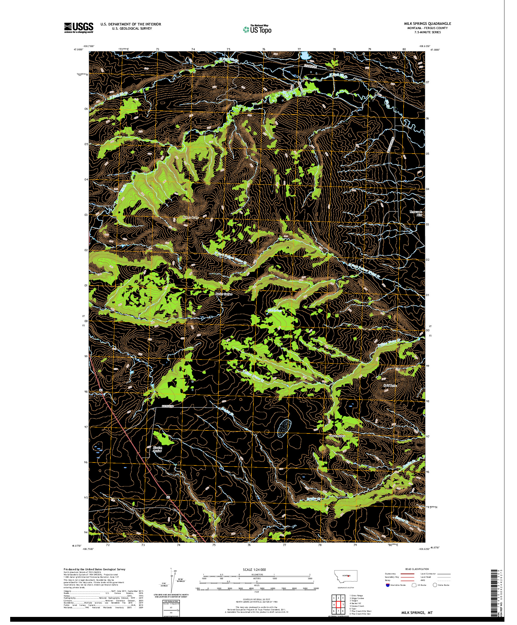 USGS US TOPO 7.5-MINUTE MAP FOR MILK SPRINGS, MT 2020