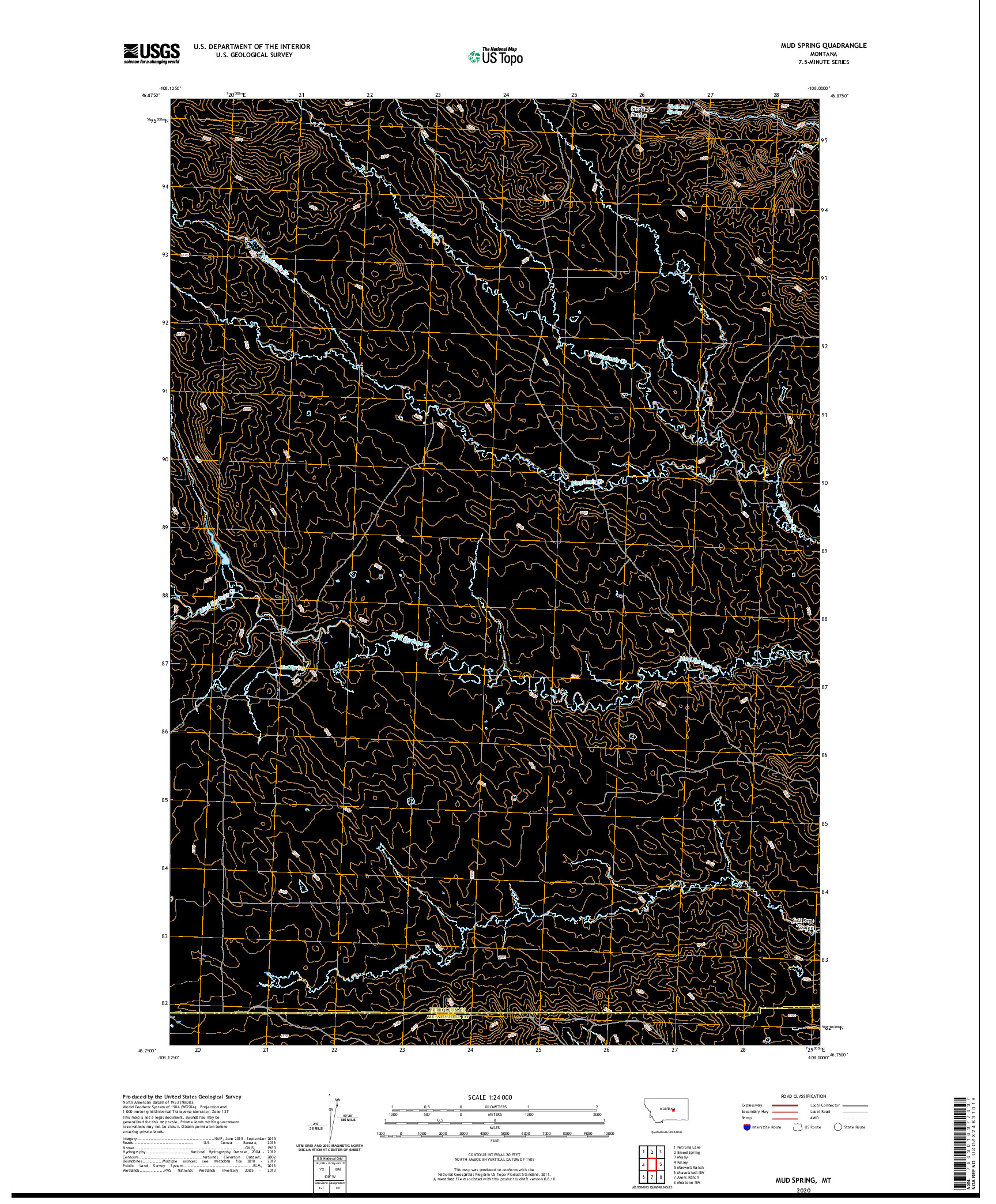 USGS US TOPO 7.5-MINUTE MAP FOR MUD SPRING, MT 2020