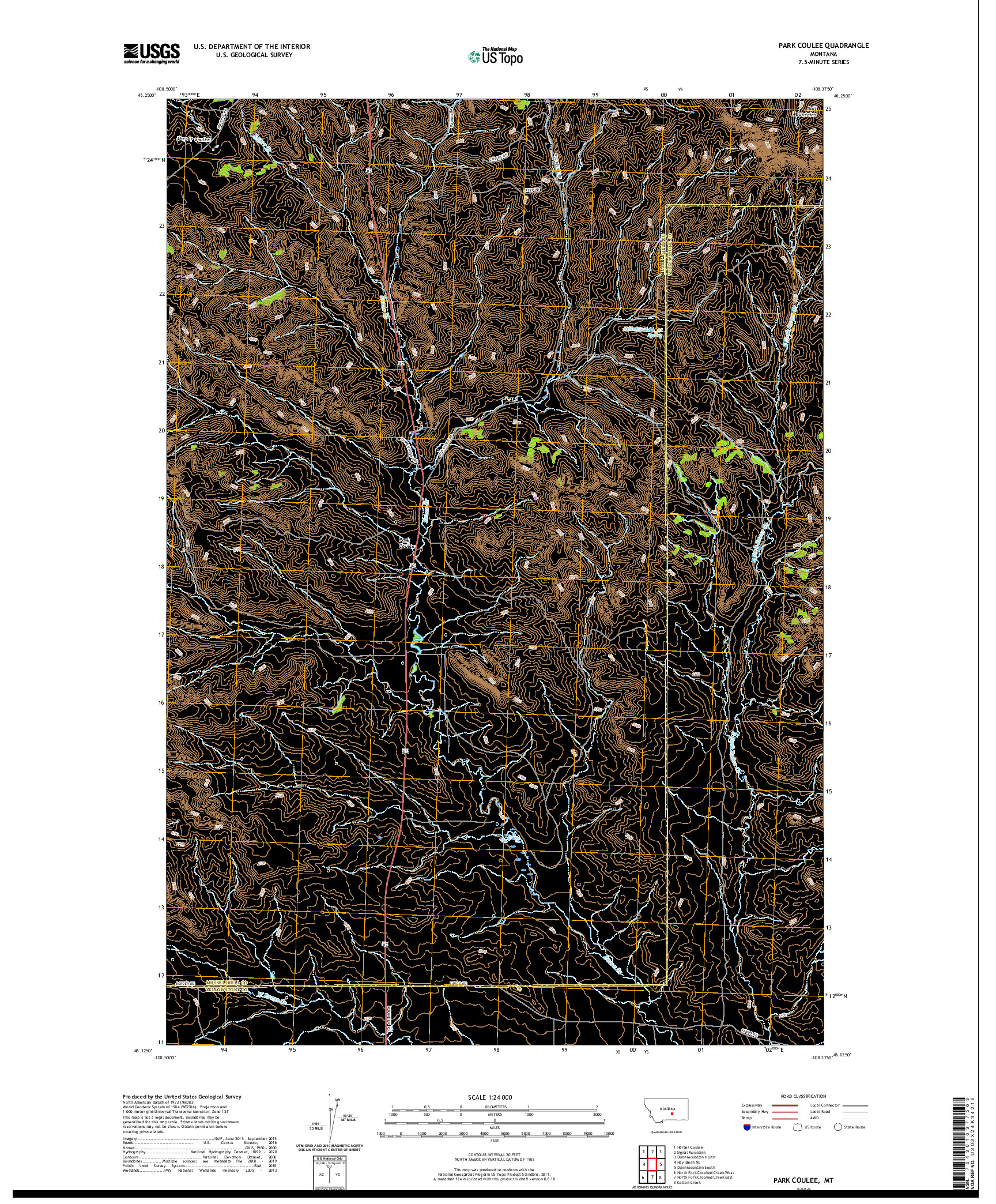 USGS US TOPO 7.5-MINUTE MAP FOR PARK COULEE, MT 2020