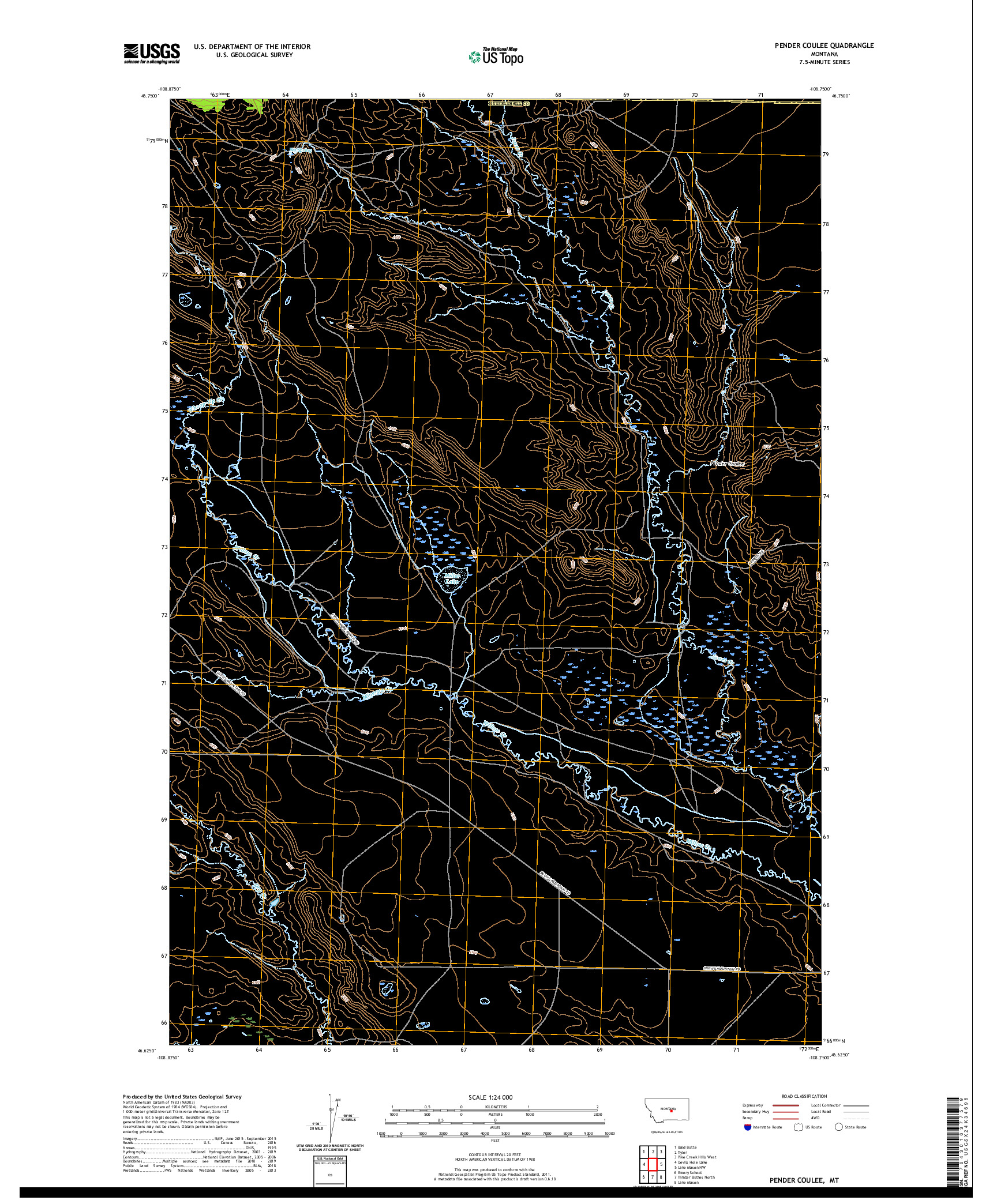USGS US TOPO 7.5-MINUTE MAP FOR PENDER COULEE, MT 2020
