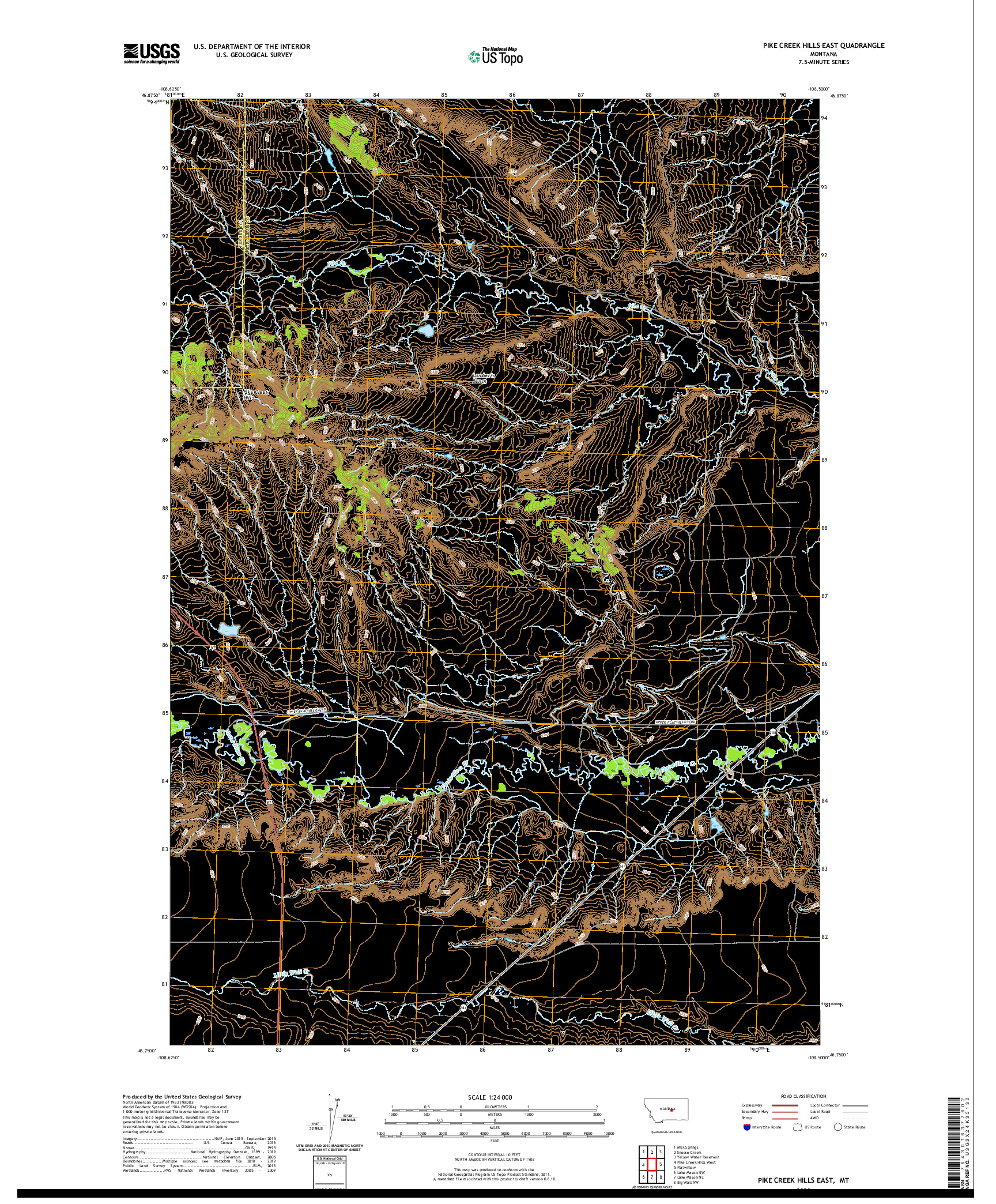 USGS US TOPO 7.5-MINUTE MAP FOR PIKE CREEK HILLS EAST, MT 2020