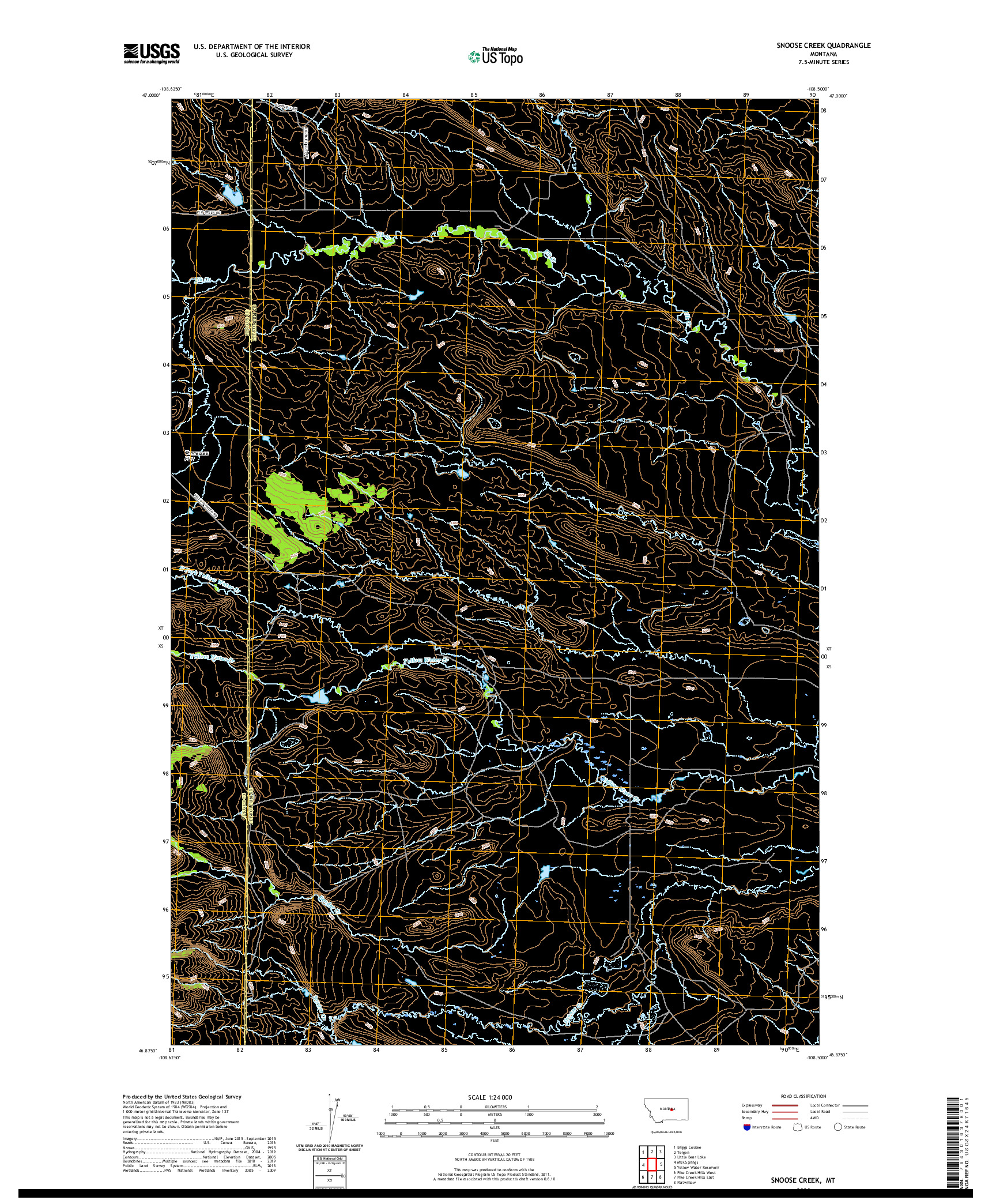 USGS US TOPO 7.5-MINUTE MAP FOR SNOOSE CREEK, MT 2020