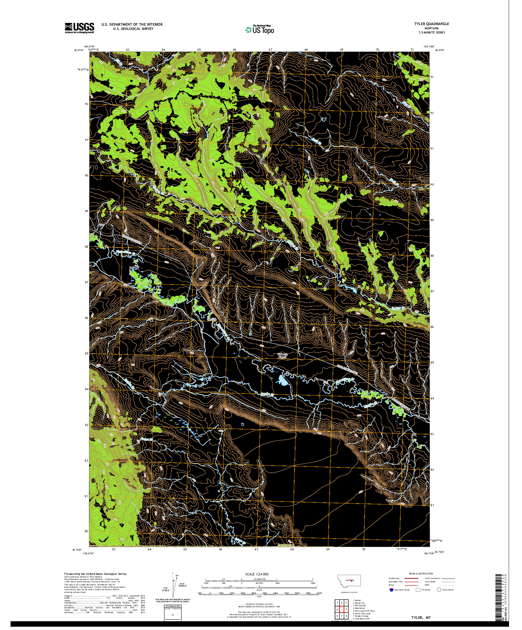 USGS US TOPO 7.5-MINUTE MAP FOR TYLER, MT 2020