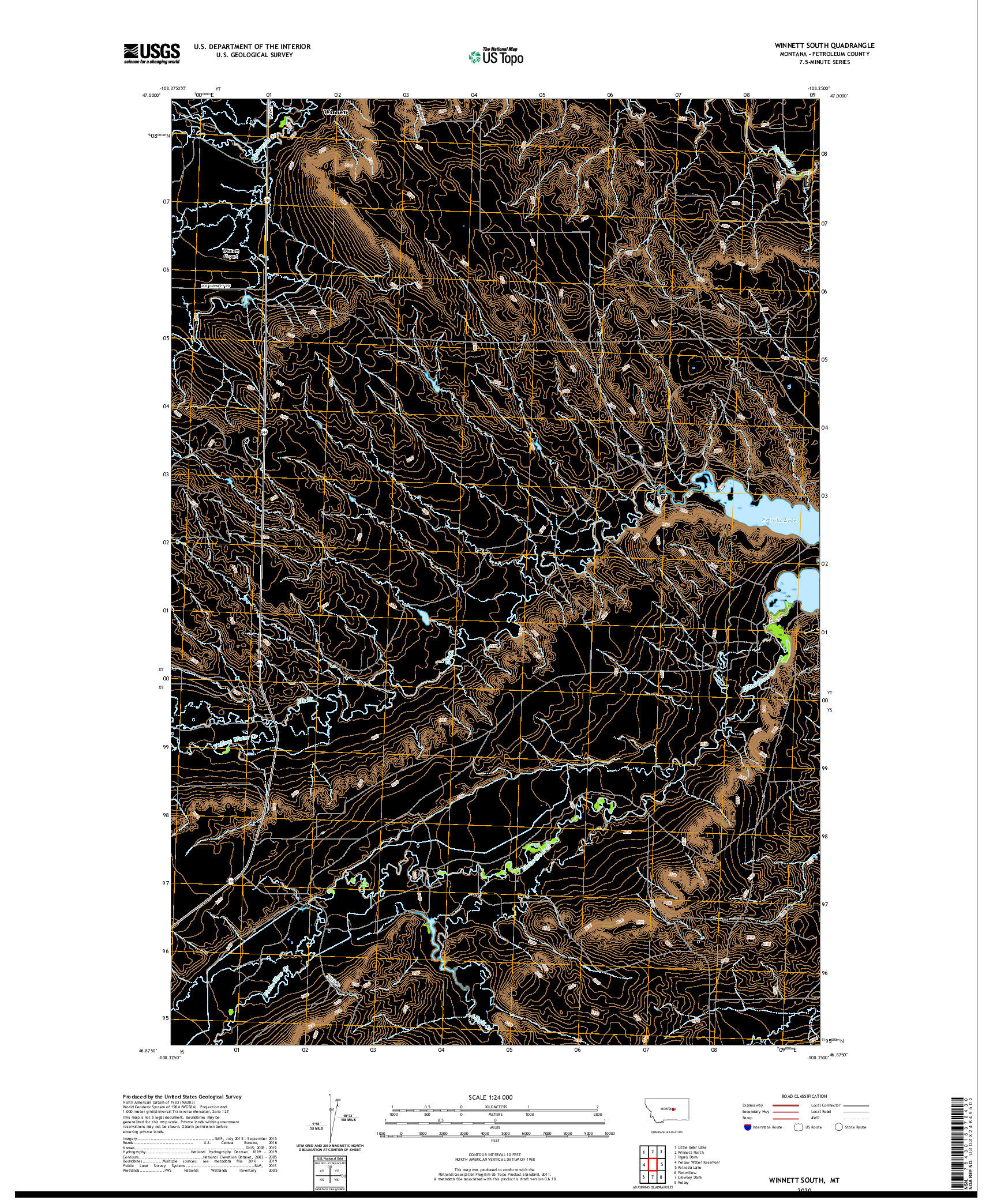 USGS US TOPO 7.5-MINUTE MAP FOR WINNETT SOUTH, MT 2020
