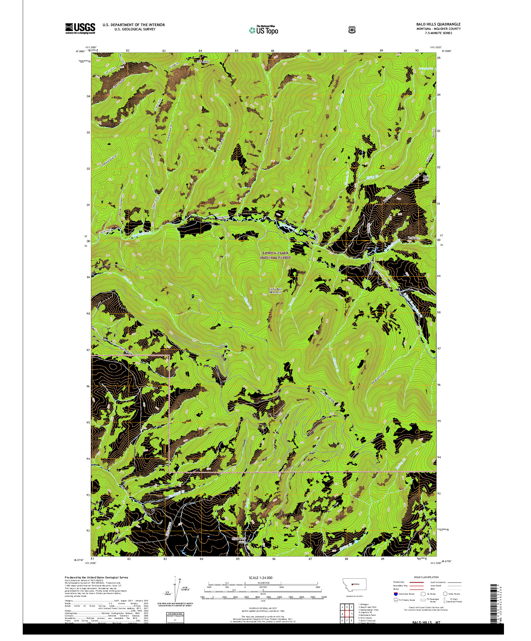 USGS US TOPO 7.5-MINUTE MAP FOR BALD HILLS, MT 2020