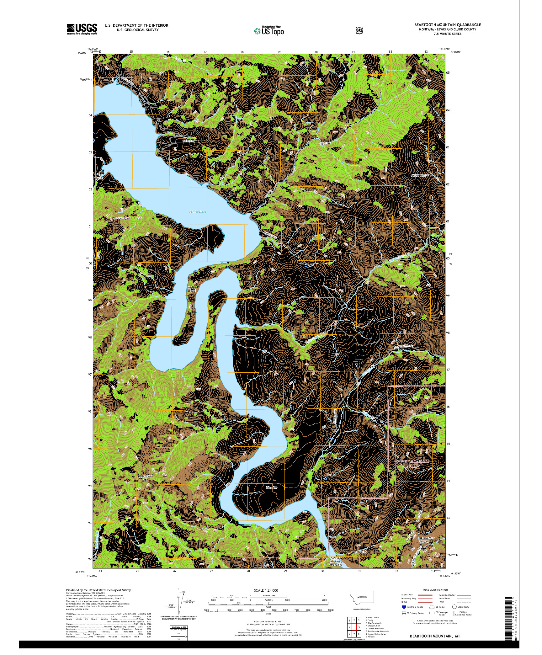 USGS US TOPO 7.5-MINUTE MAP FOR BEARTOOTH MOUNTAIN, MT 2020