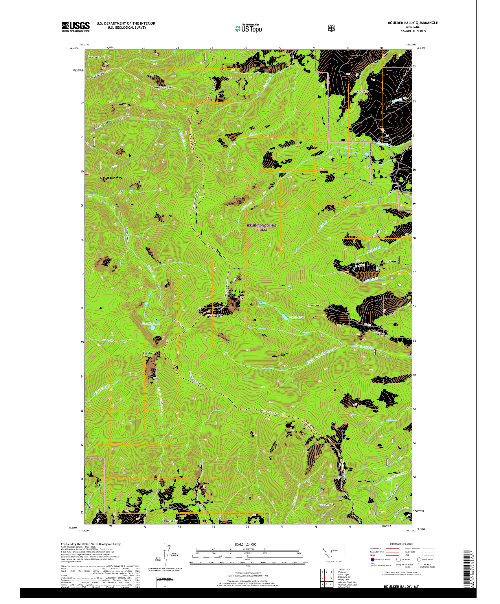 USGS US TOPO 7.5-MINUTE MAP FOR BOULDER BALDY, MT 2020