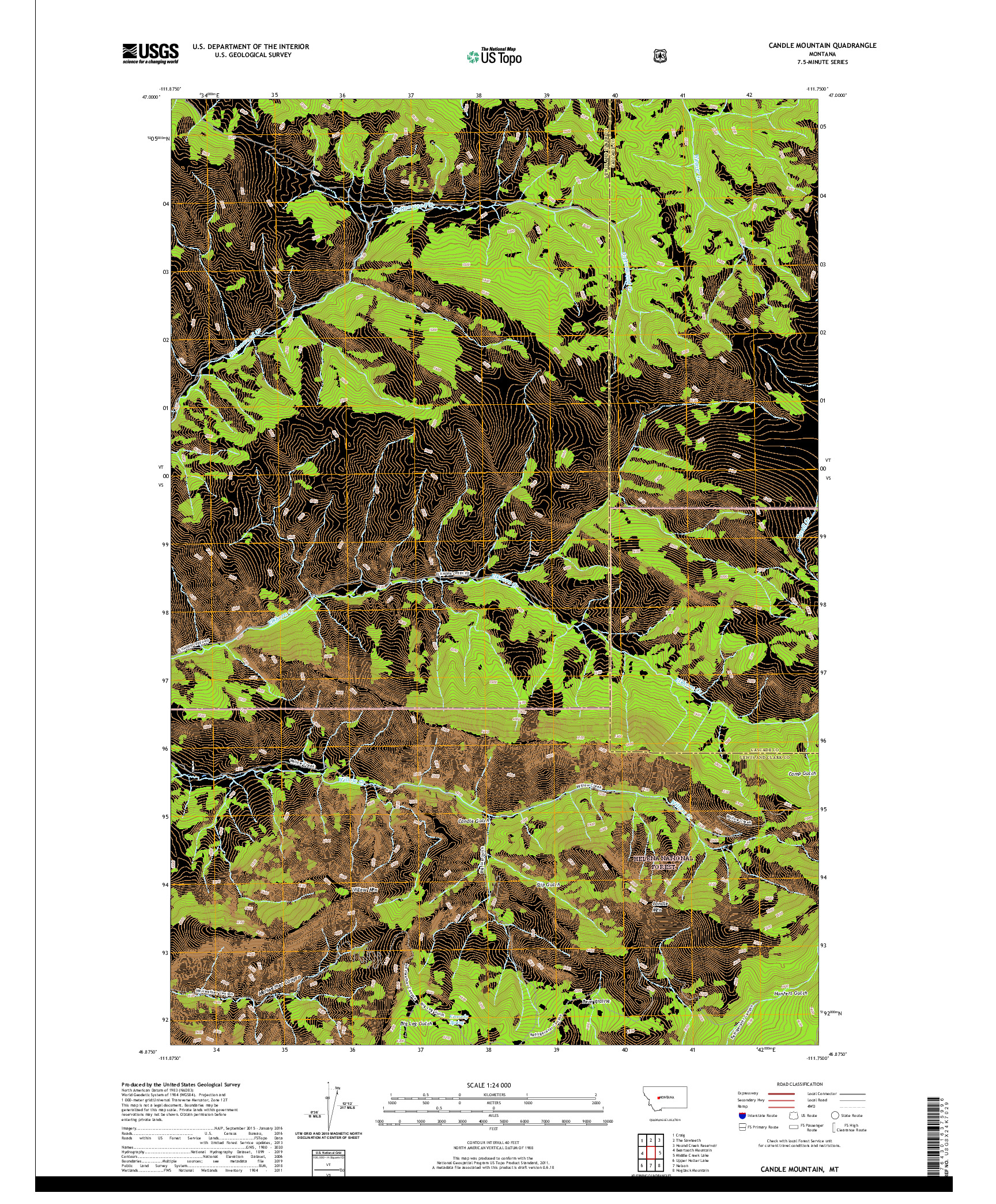 USGS US TOPO 7.5-MINUTE MAP FOR CANDLE MOUNTAIN, MT 2020