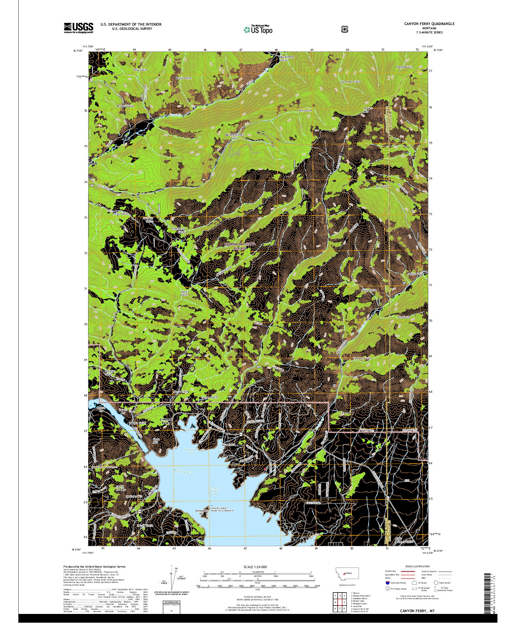 USGS US TOPO 7.5-MINUTE MAP FOR CANYON FERRY, MT 2020