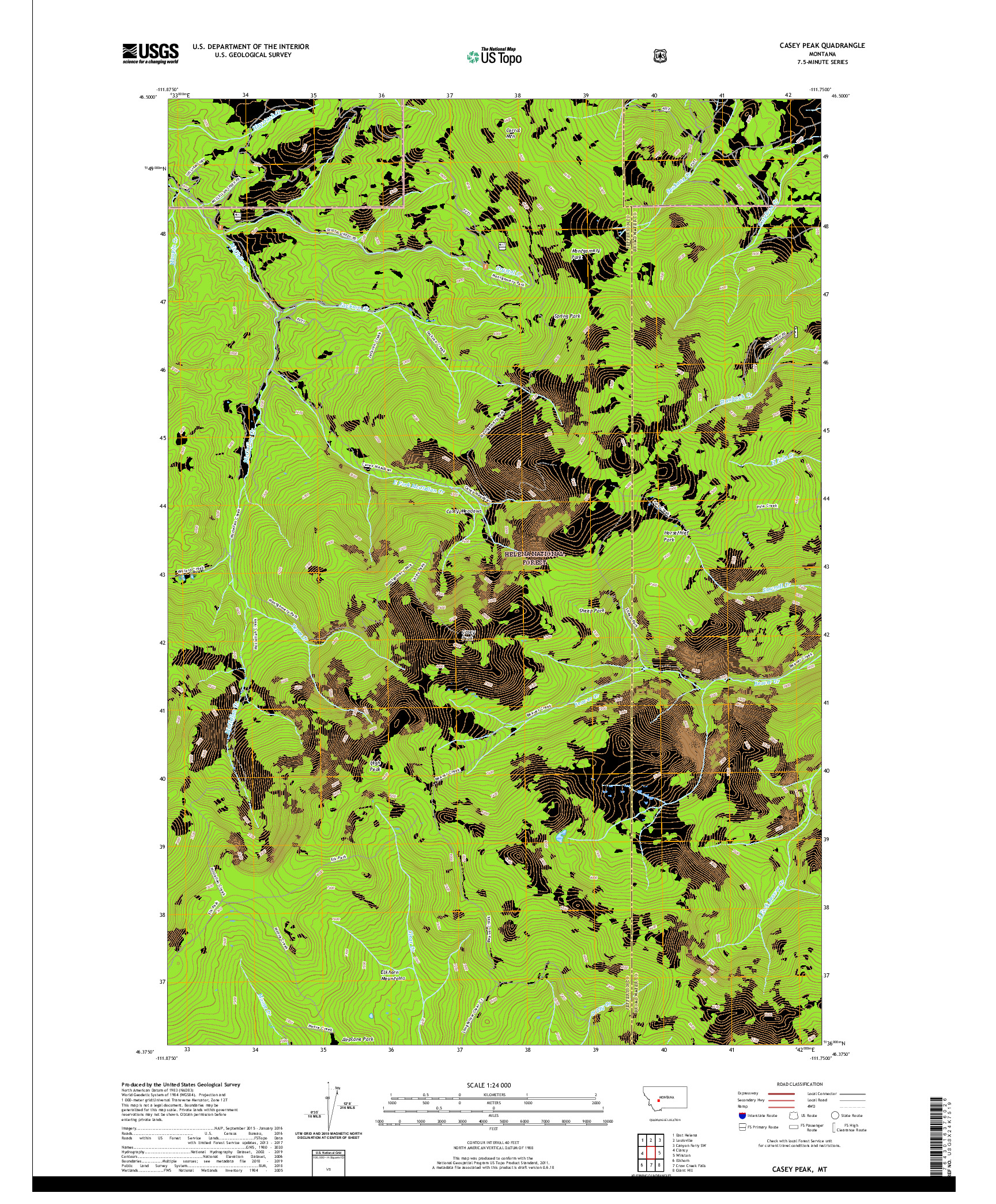 USGS US TOPO 7.5-MINUTE MAP FOR CASEY PEAK, MT 2020