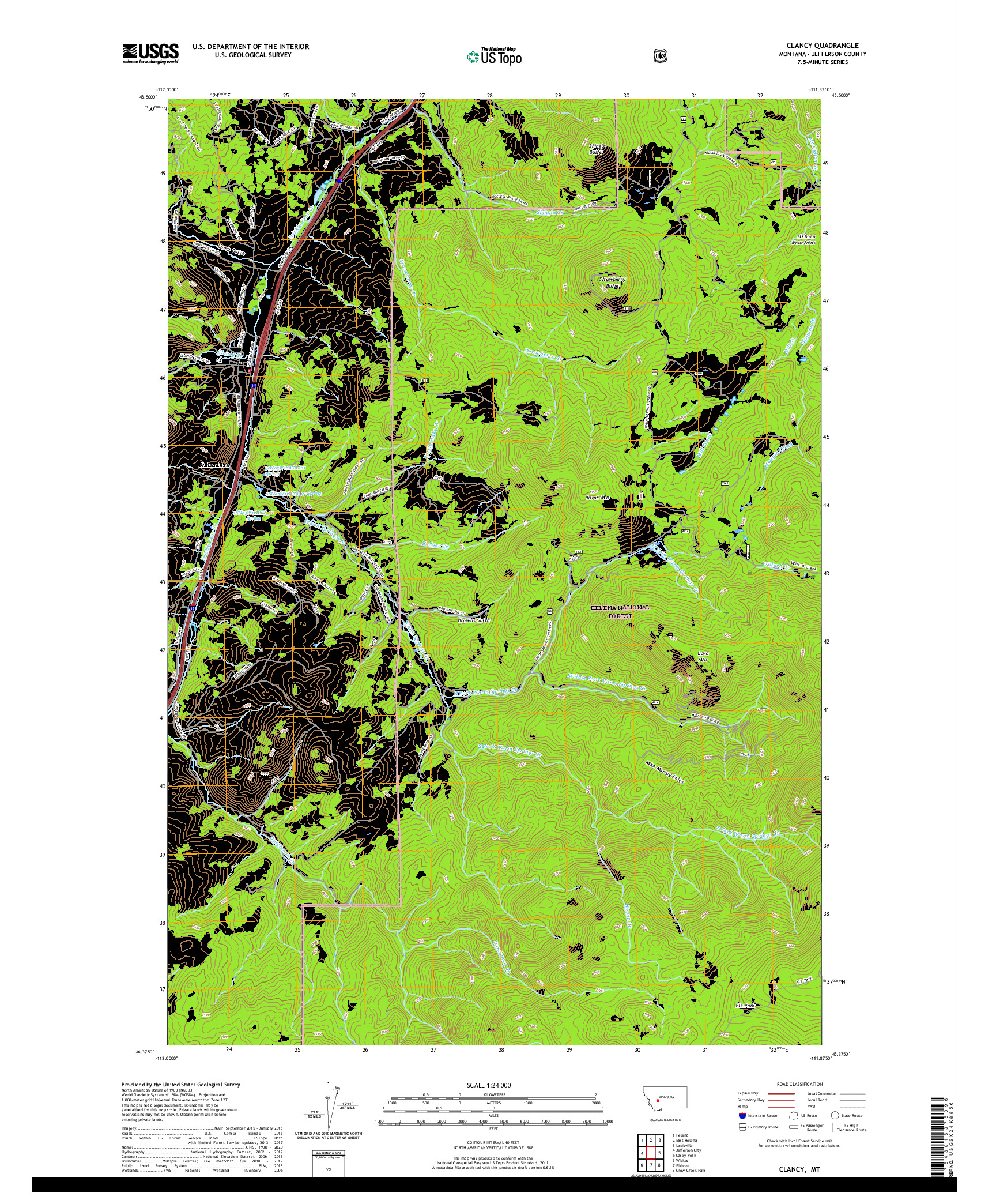 USGS US TOPO 7.5-MINUTE MAP FOR CLANCY, MT 2020