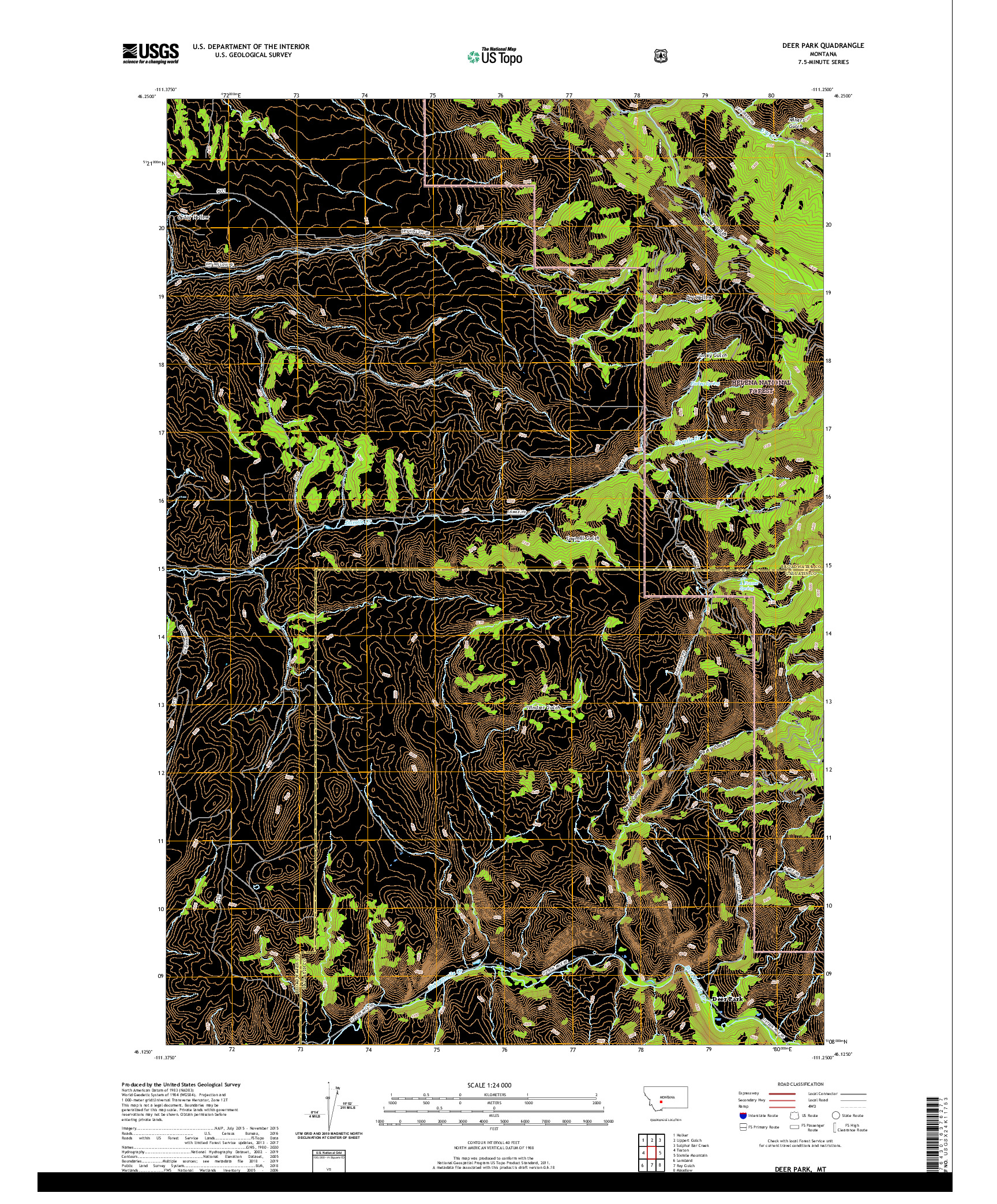 USGS US TOPO 7.5-MINUTE MAP FOR DEER PARK, MT 2020