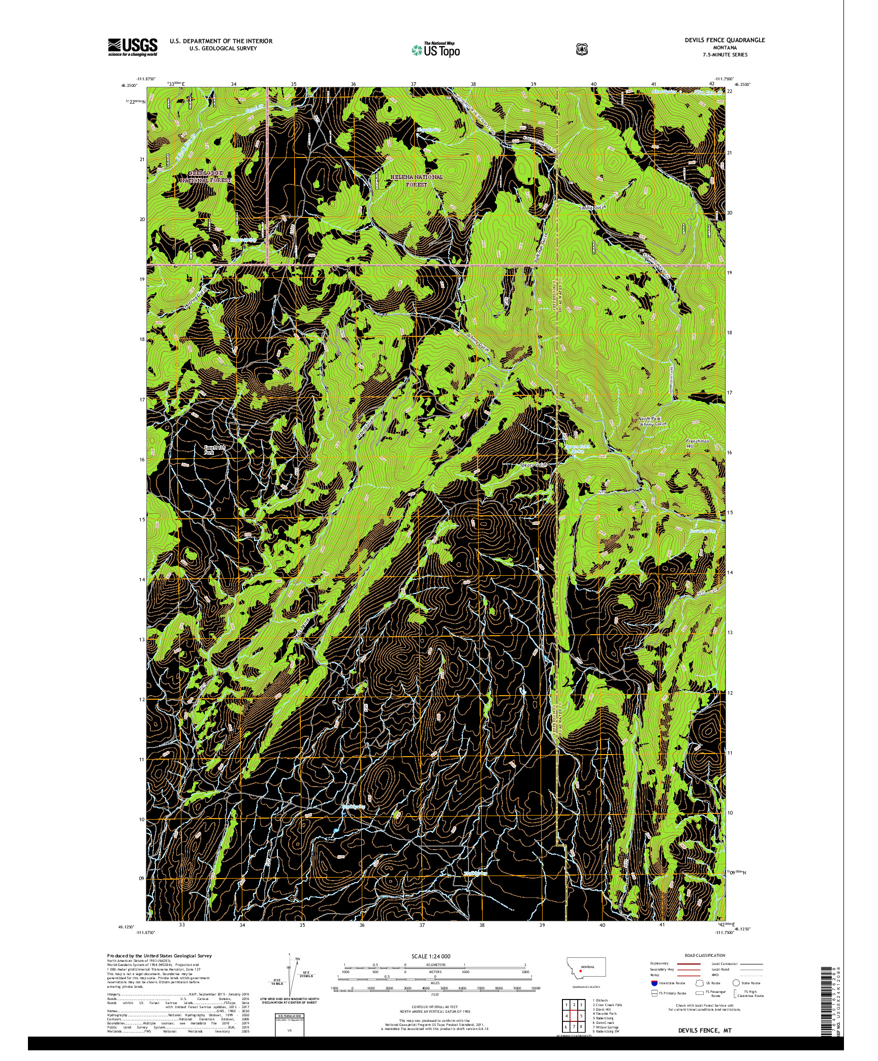 USGS US TOPO 7.5-MINUTE MAP FOR DEVILS FENCE, MT 2020