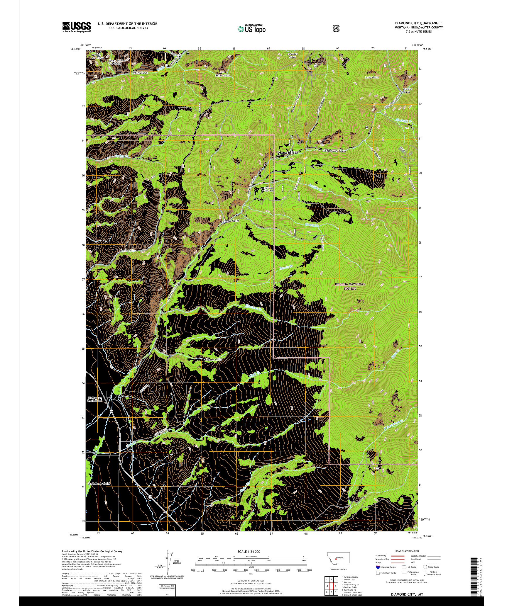 USGS US TOPO 7.5-MINUTE MAP FOR DIAMOND CITY, MT 2020