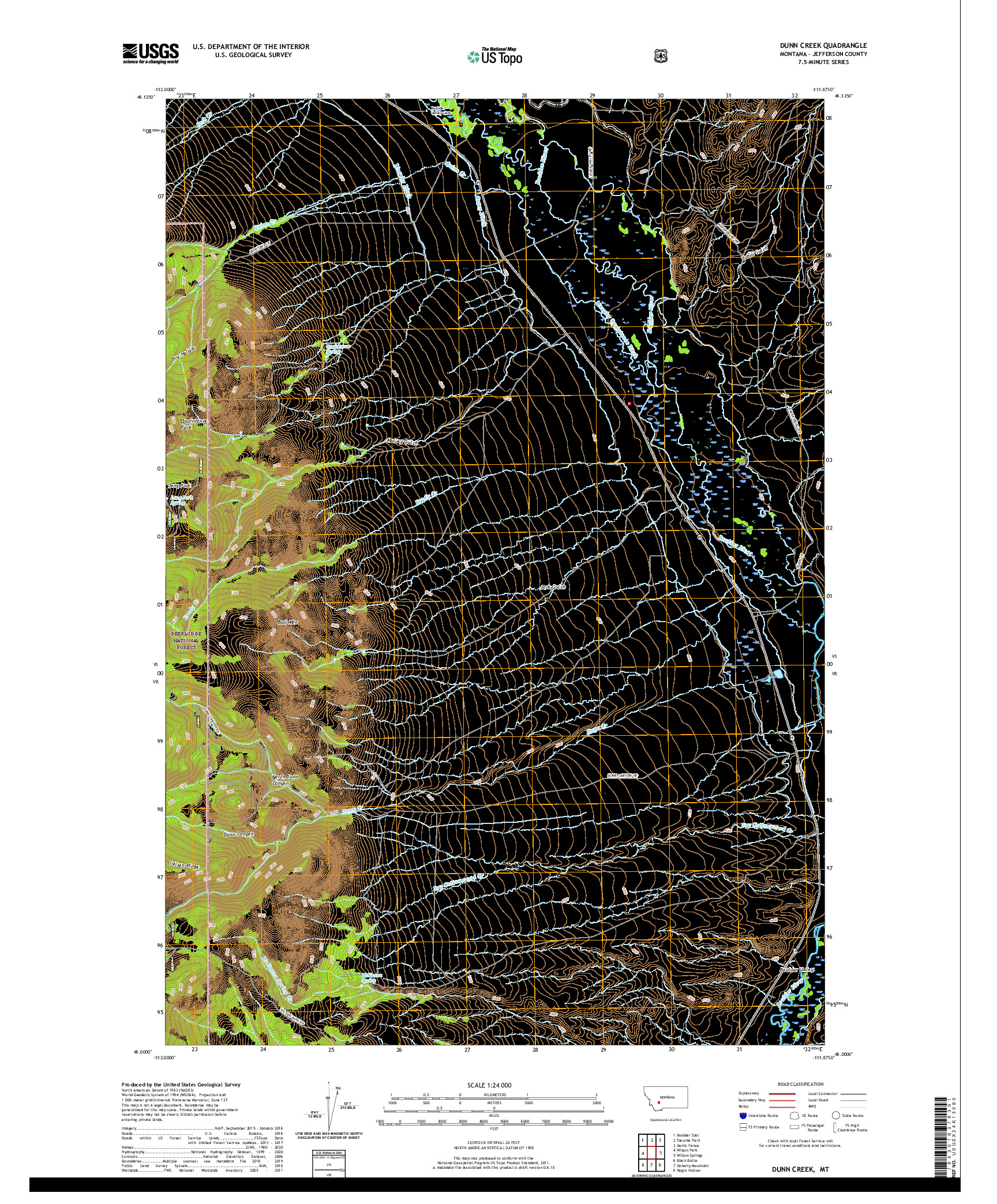 USGS US TOPO 7.5-MINUTE MAP FOR DUNN CREEK, MT 2020