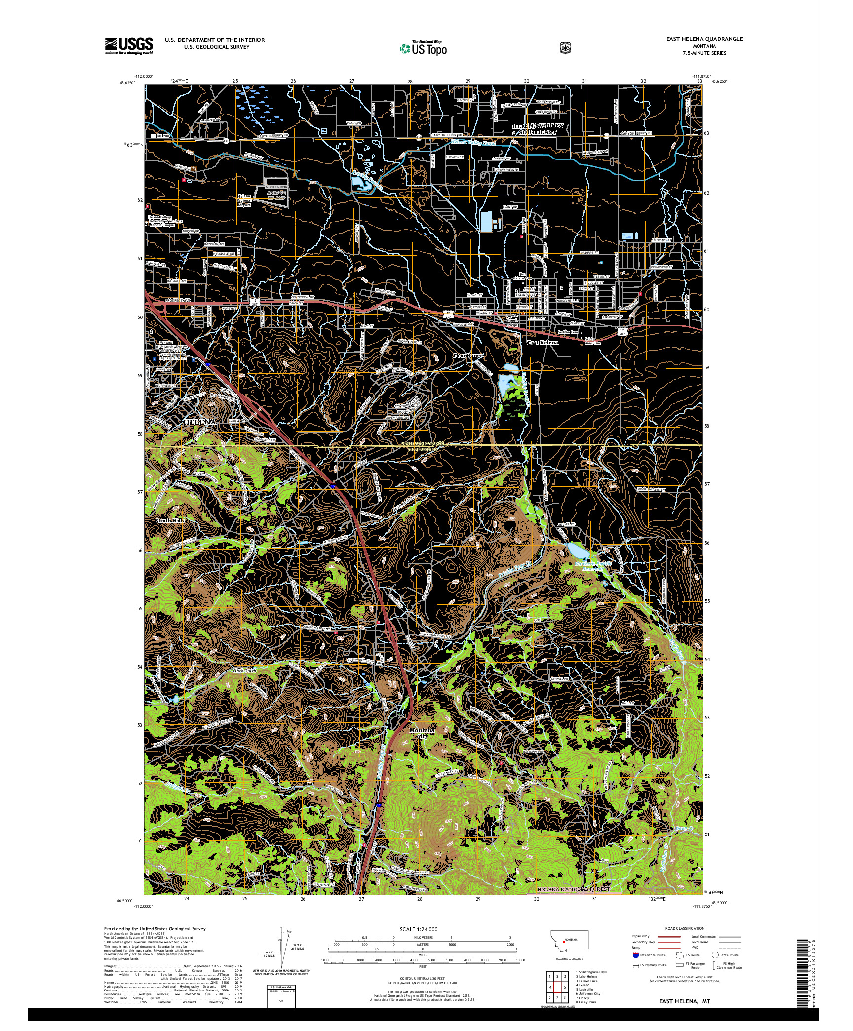 USGS US TOPO 7.5-MINUTE MAP FOR EAST HELENA, MT 2020