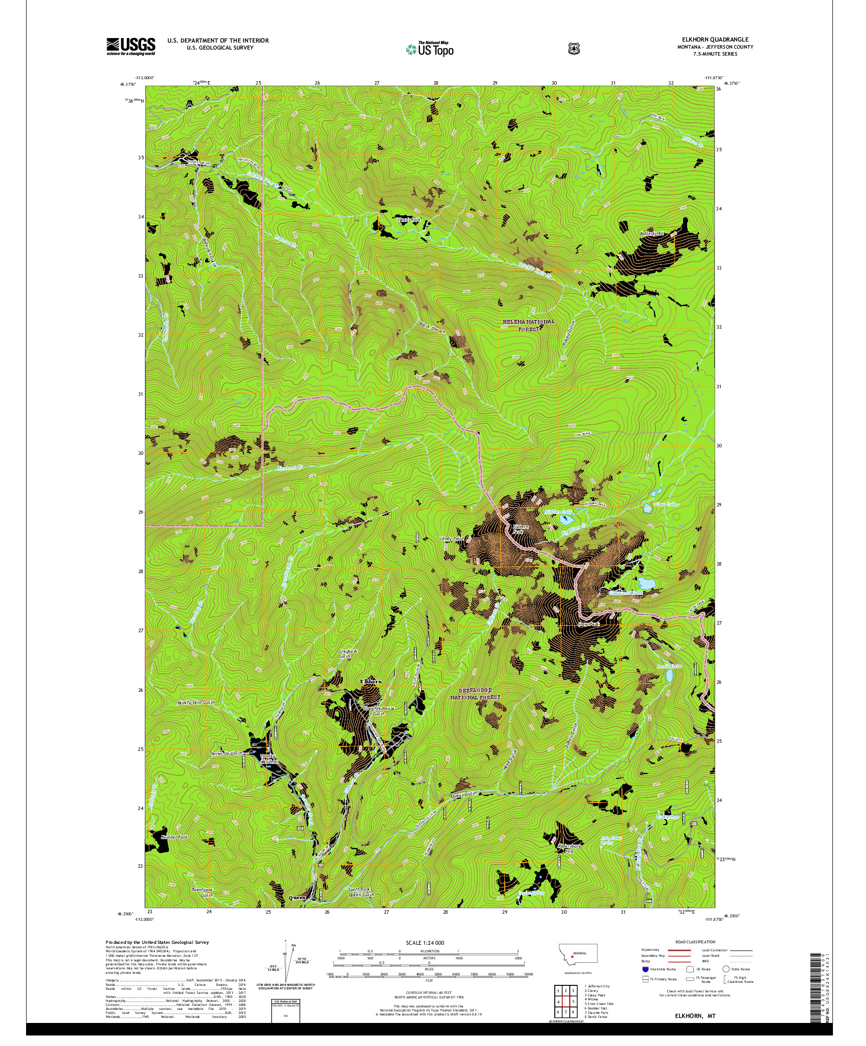 USGS US TOPO 7.5-MINUTE MAP FOR ELKHORN, MT 2020