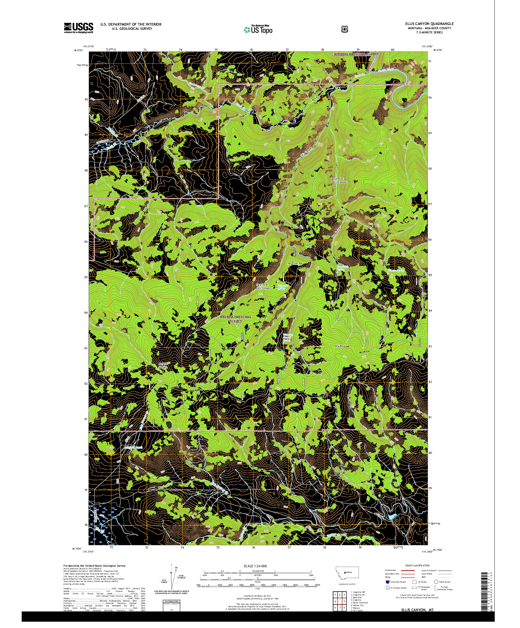 USGS US TOPO 7.5-MINUTE MAP FOR ELLIS CANYON, MT 2020