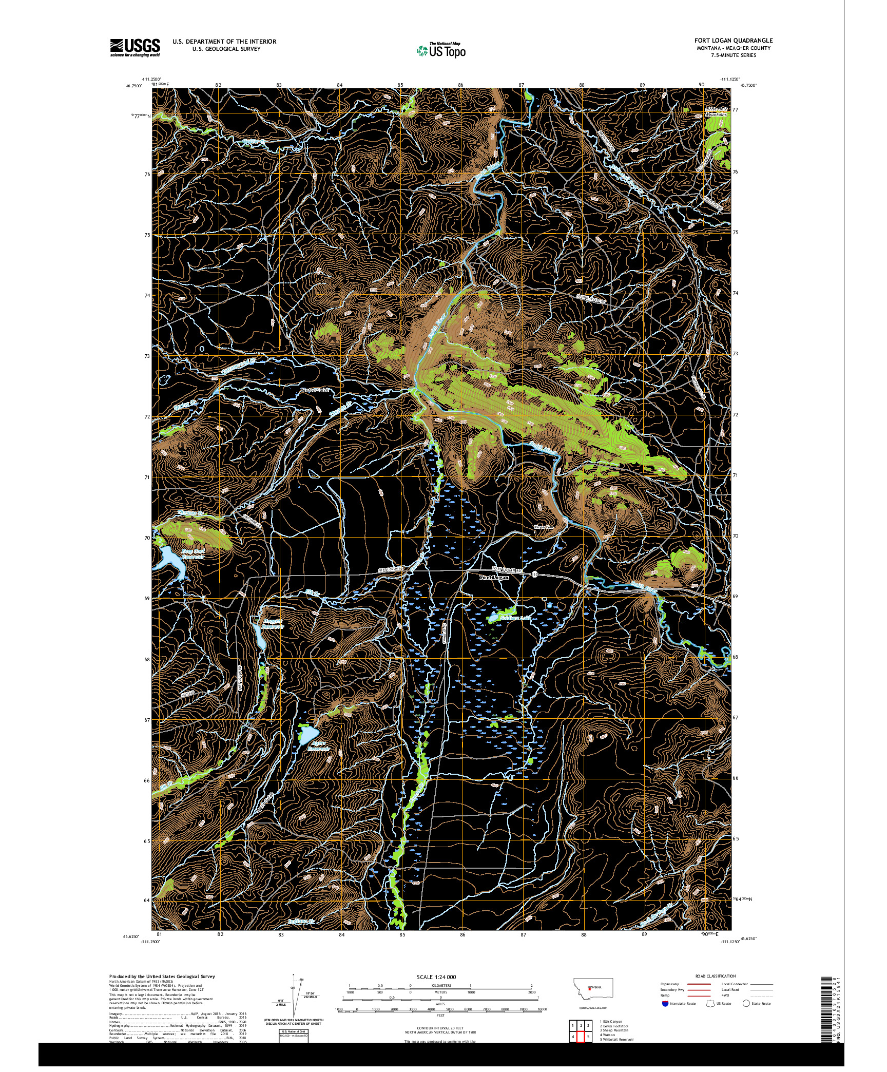 USGS US TOPO 7.5-MINUTE MAP FOR FORT LOGAN, MT 2020