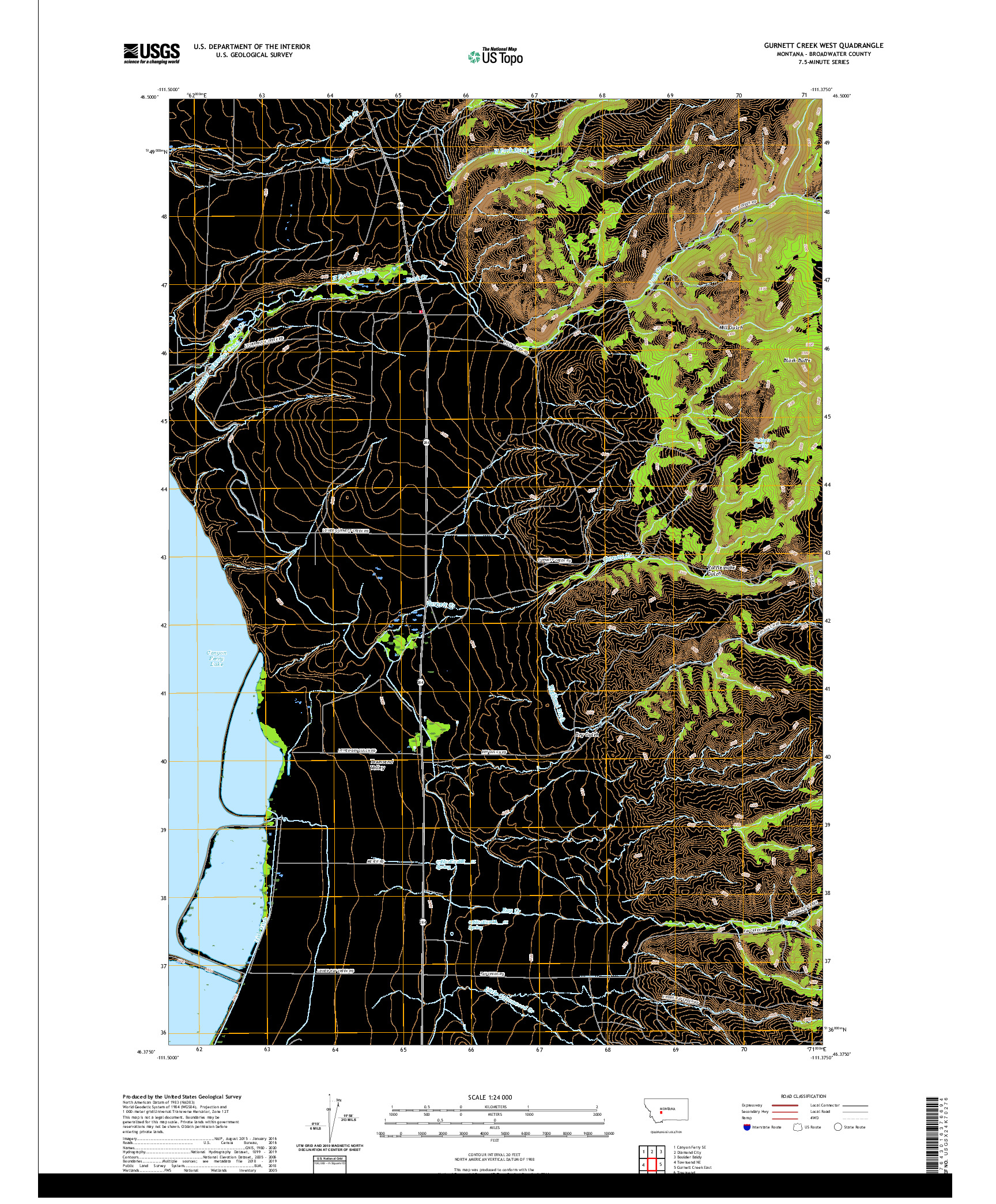 USGS US TOPO 7.5-MINUTE MAP FOR GURNETT CREEK WEST, MT 2020
