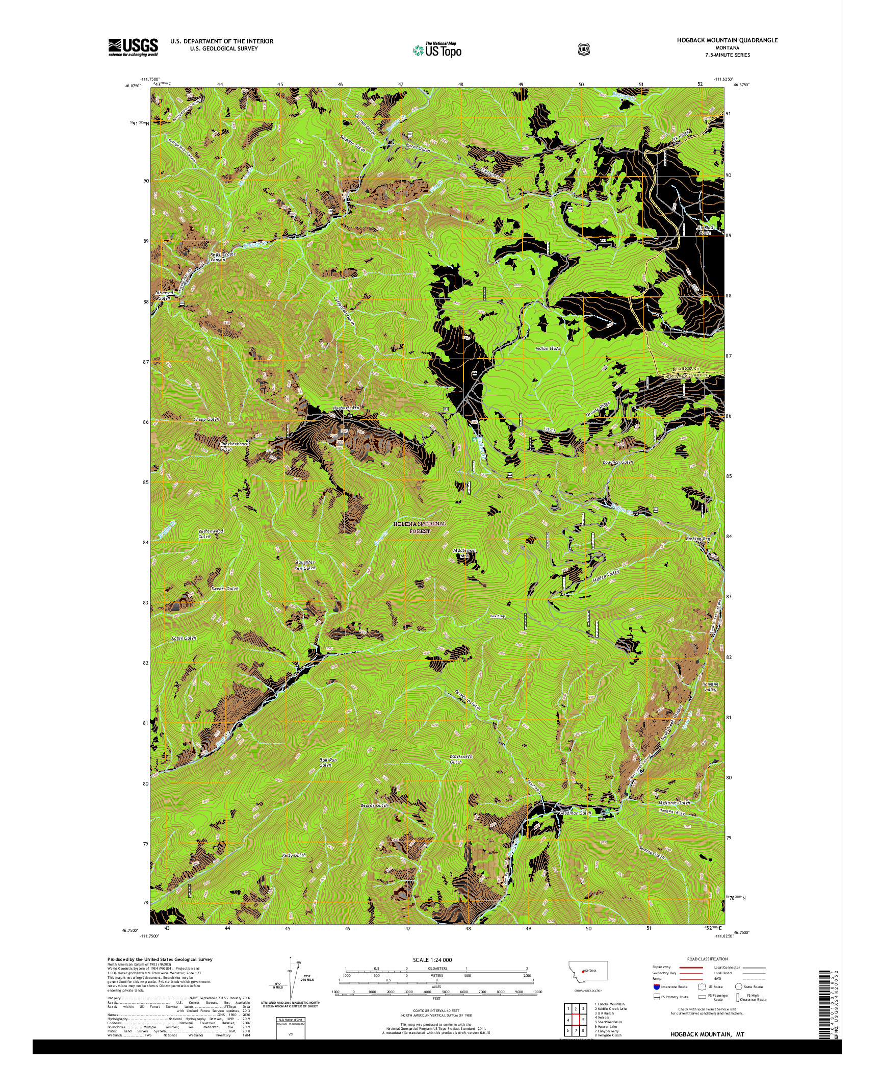 USGS US TOPO 7.5-MINUTE MAP FOR HOGBACK MOUNTAIN, MT 2020