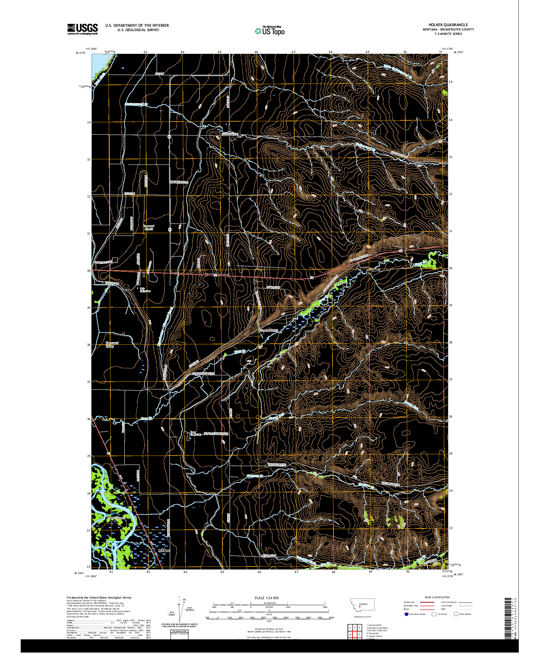 USGS US TOPO 7.5-MINUTE MAP FOR HOLKER, MT 2020