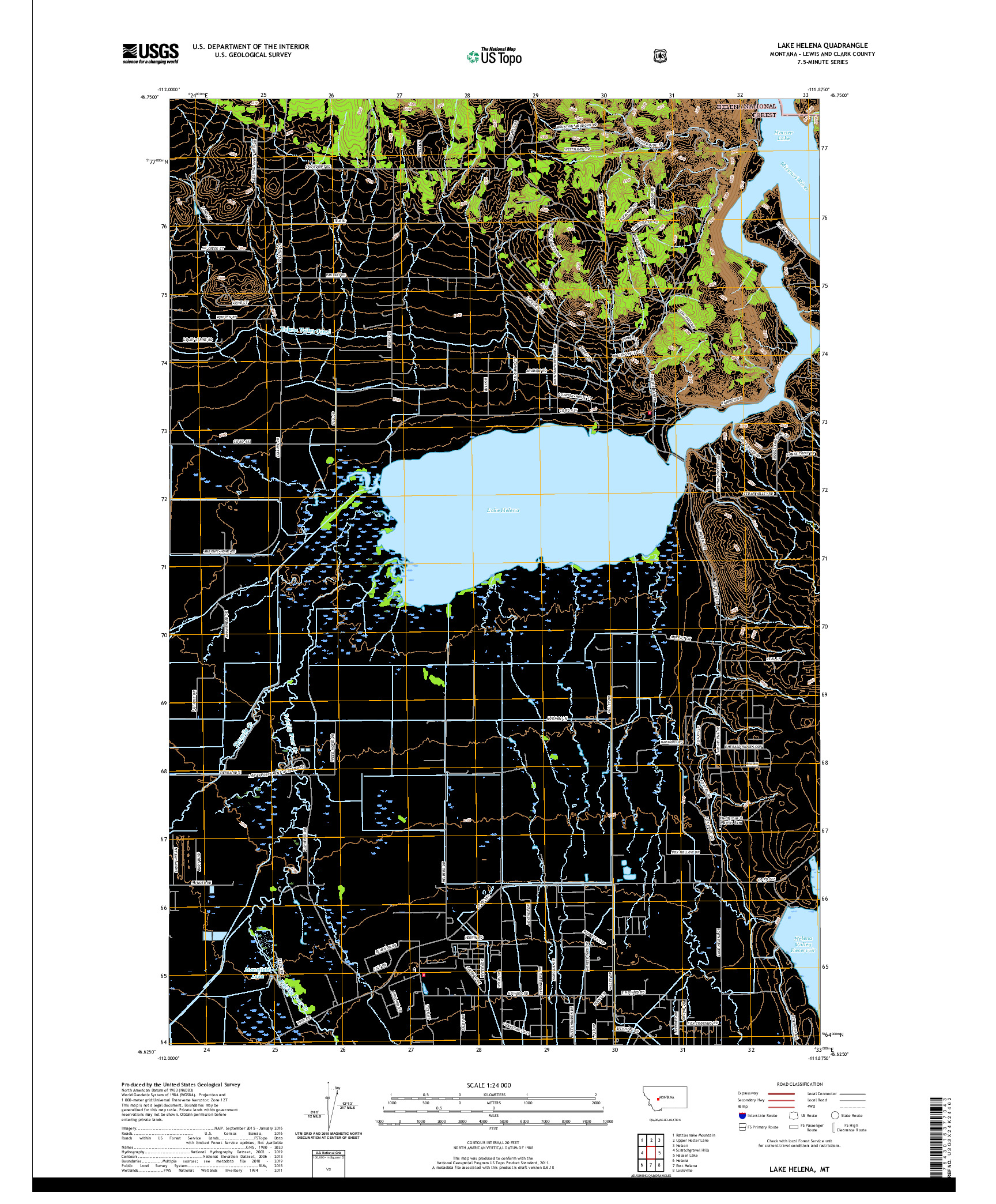 USGS US TOPO 7.5-MINUTE MAP FOR LAKE HELENA, MT 2020