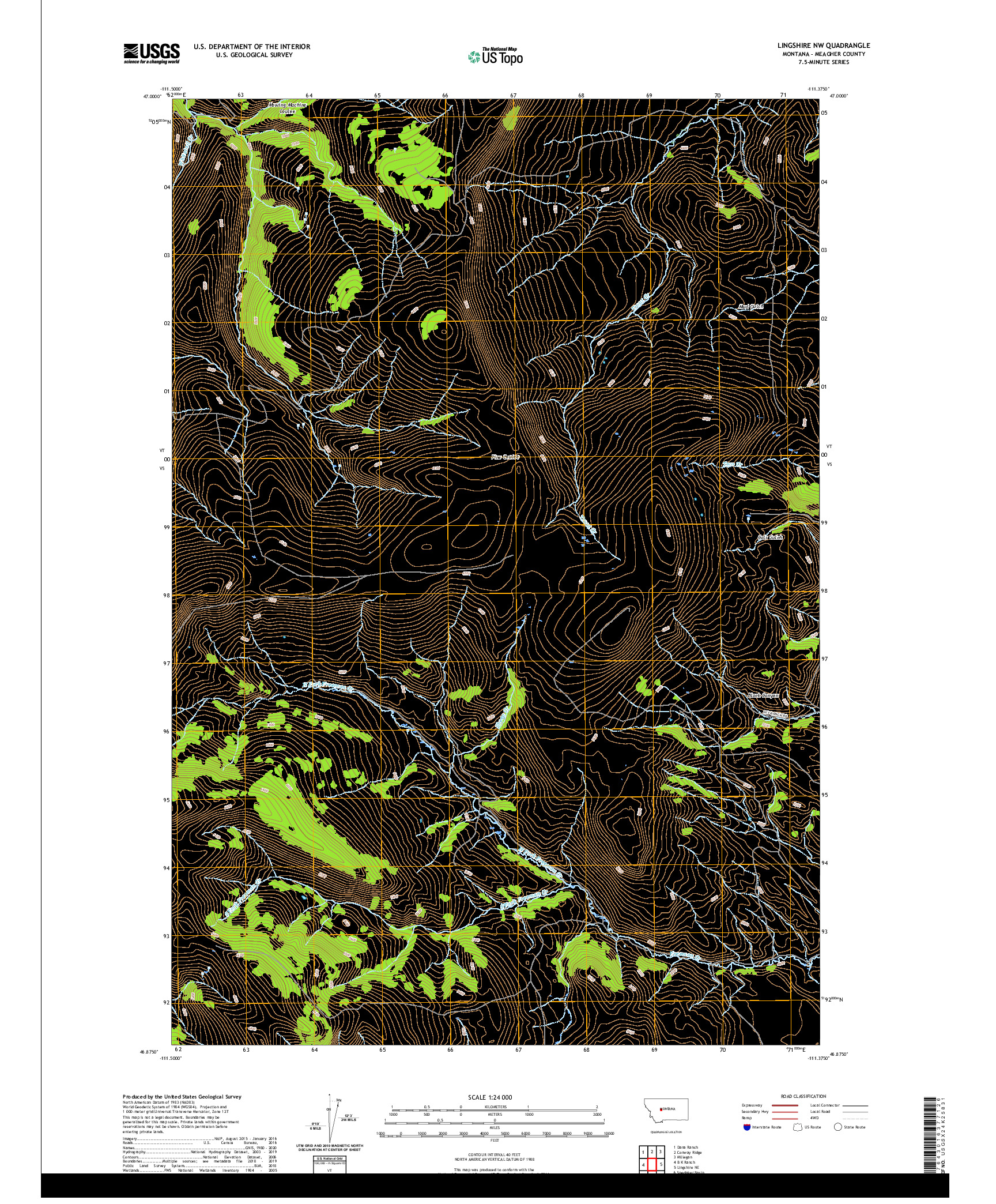 USGS US TOPO 7.5-MINUTE MAP FOR LINGSHIRE NW, MT 2020